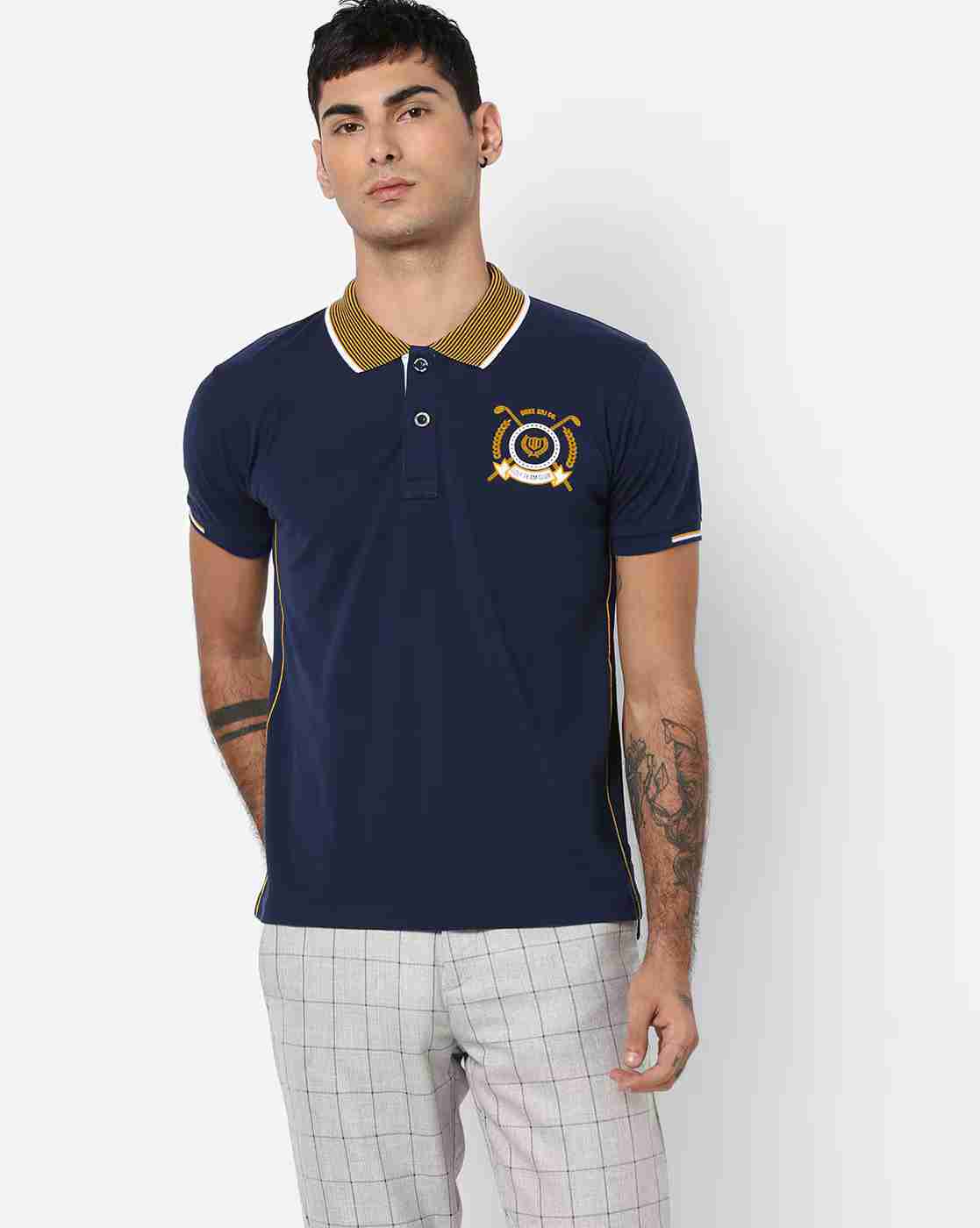 DUKE | Polo T-shirt with Striped Collar|0
