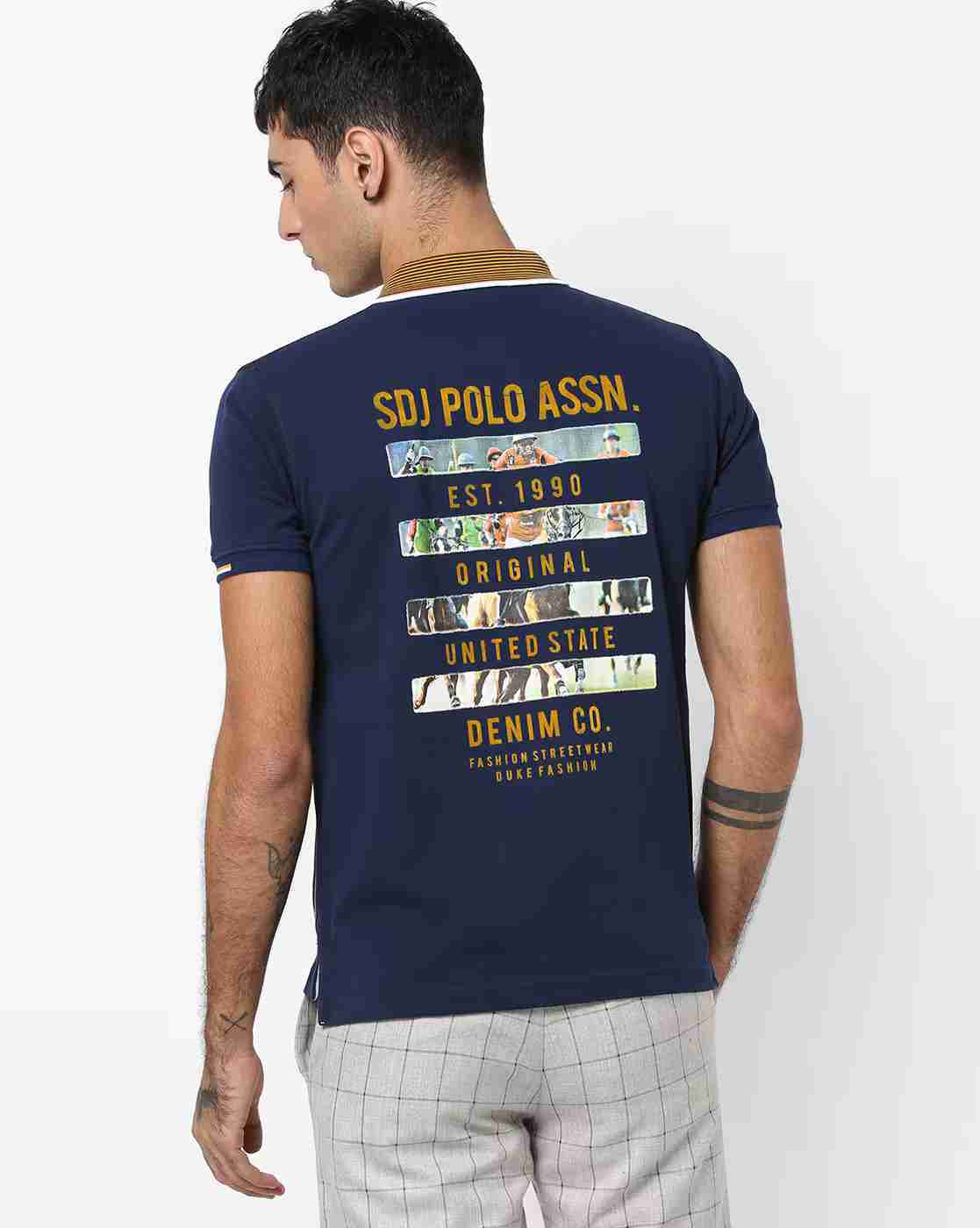 DUKE | Polo T-shirt with Striped Collar|2