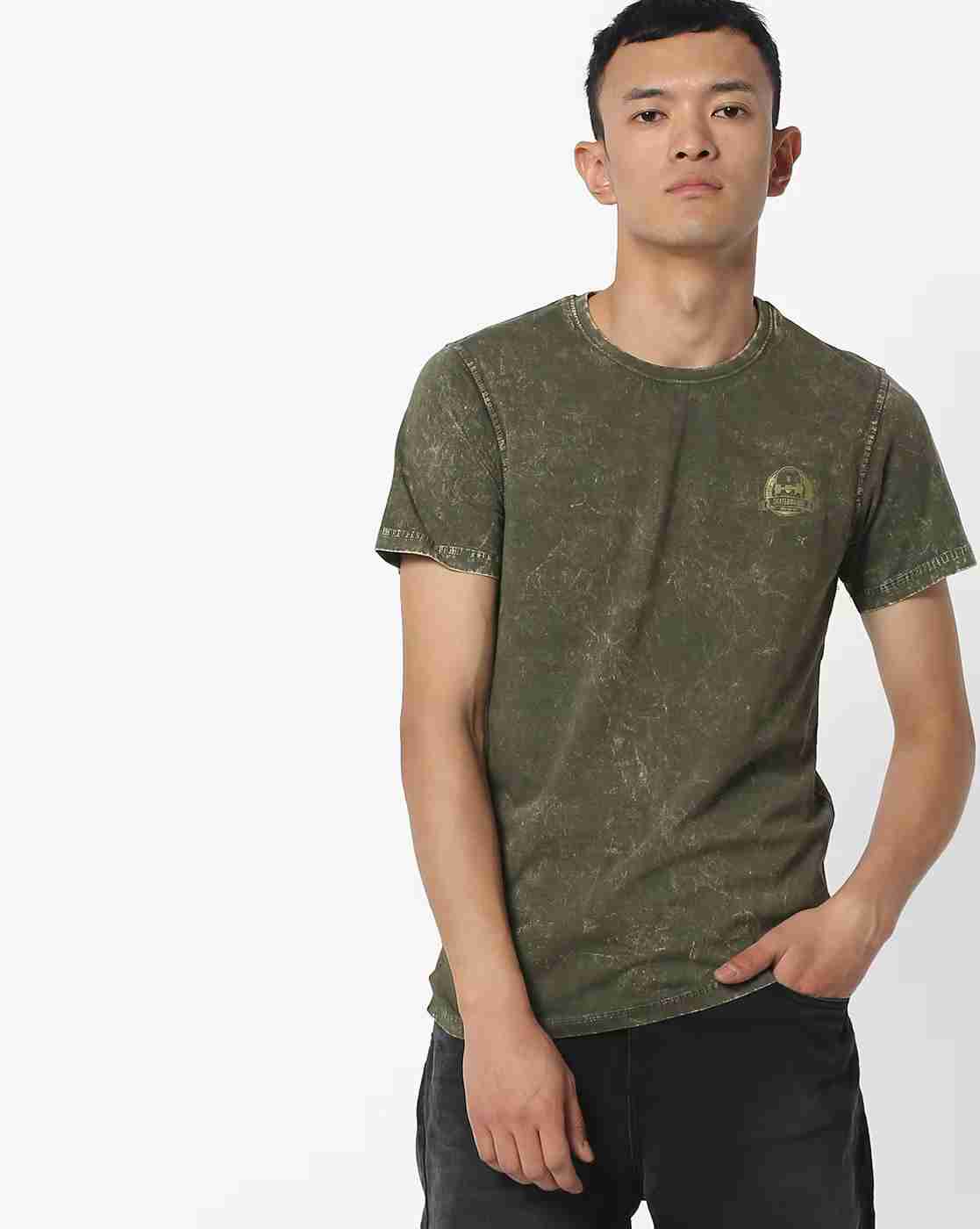 Washed Crew-Neck Slim T-shirt