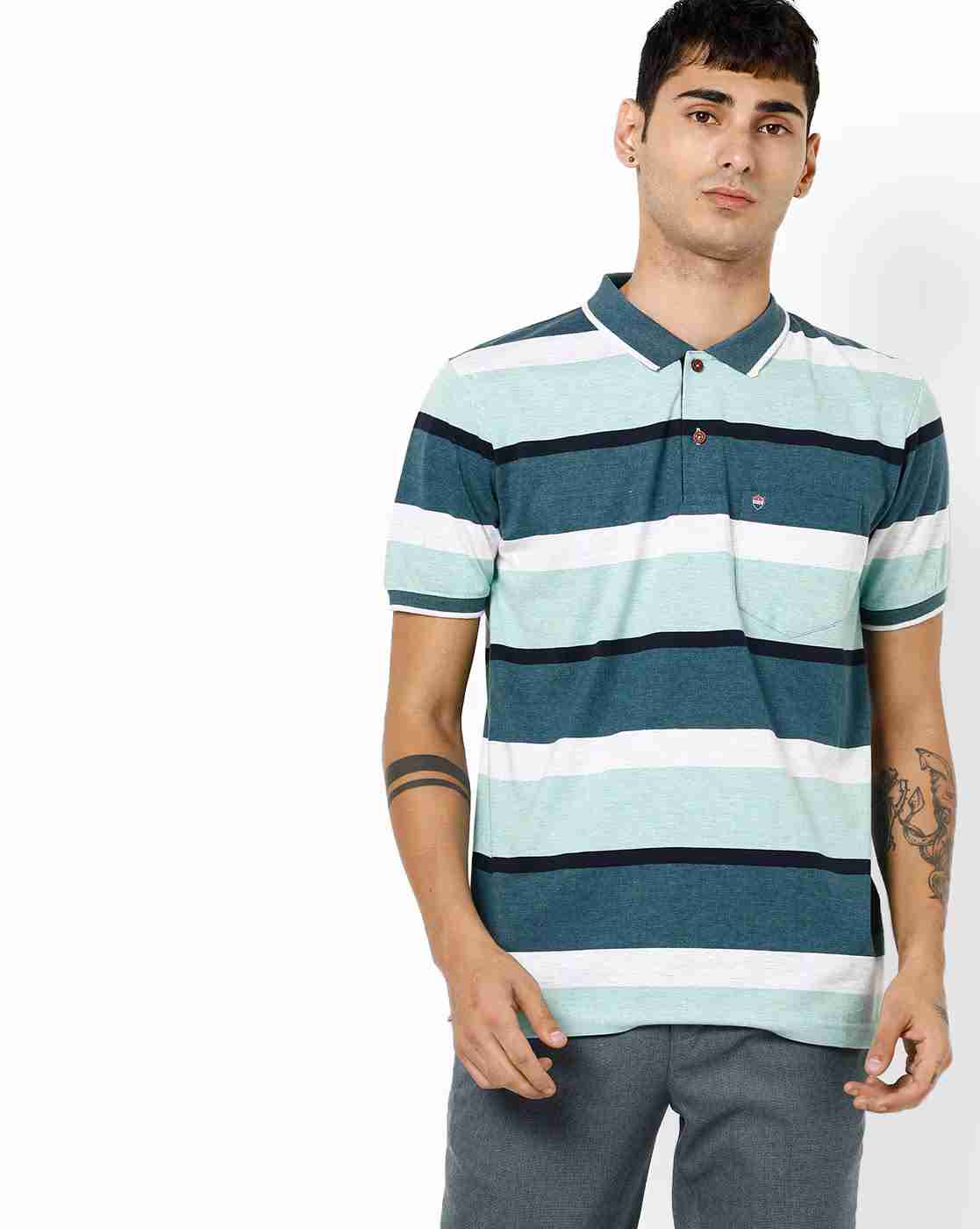 DUKE | Striped Polo T-shirt with Patch Pocket|0