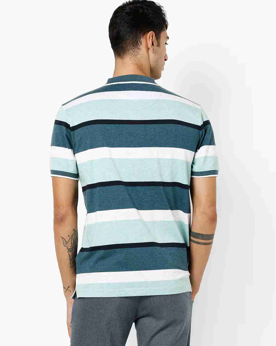 DUKE | Striped Polo T-shirt with Patch Pocket|2