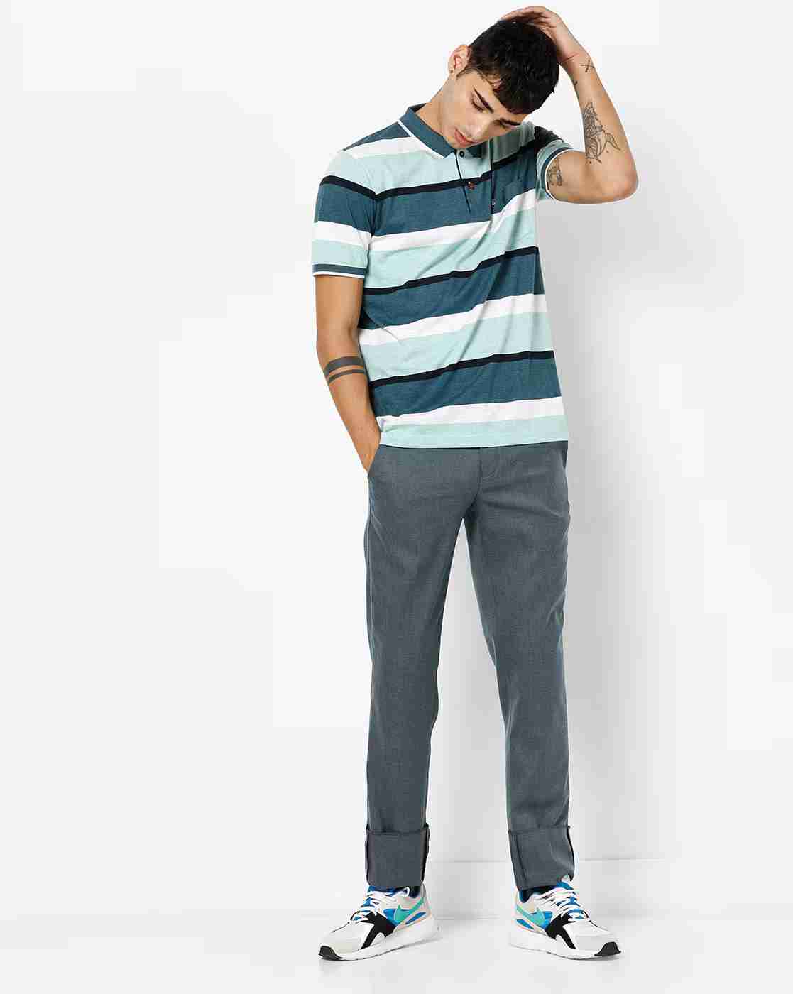 DUKE | Striped Polo T-shirt with Patch Pocket|3