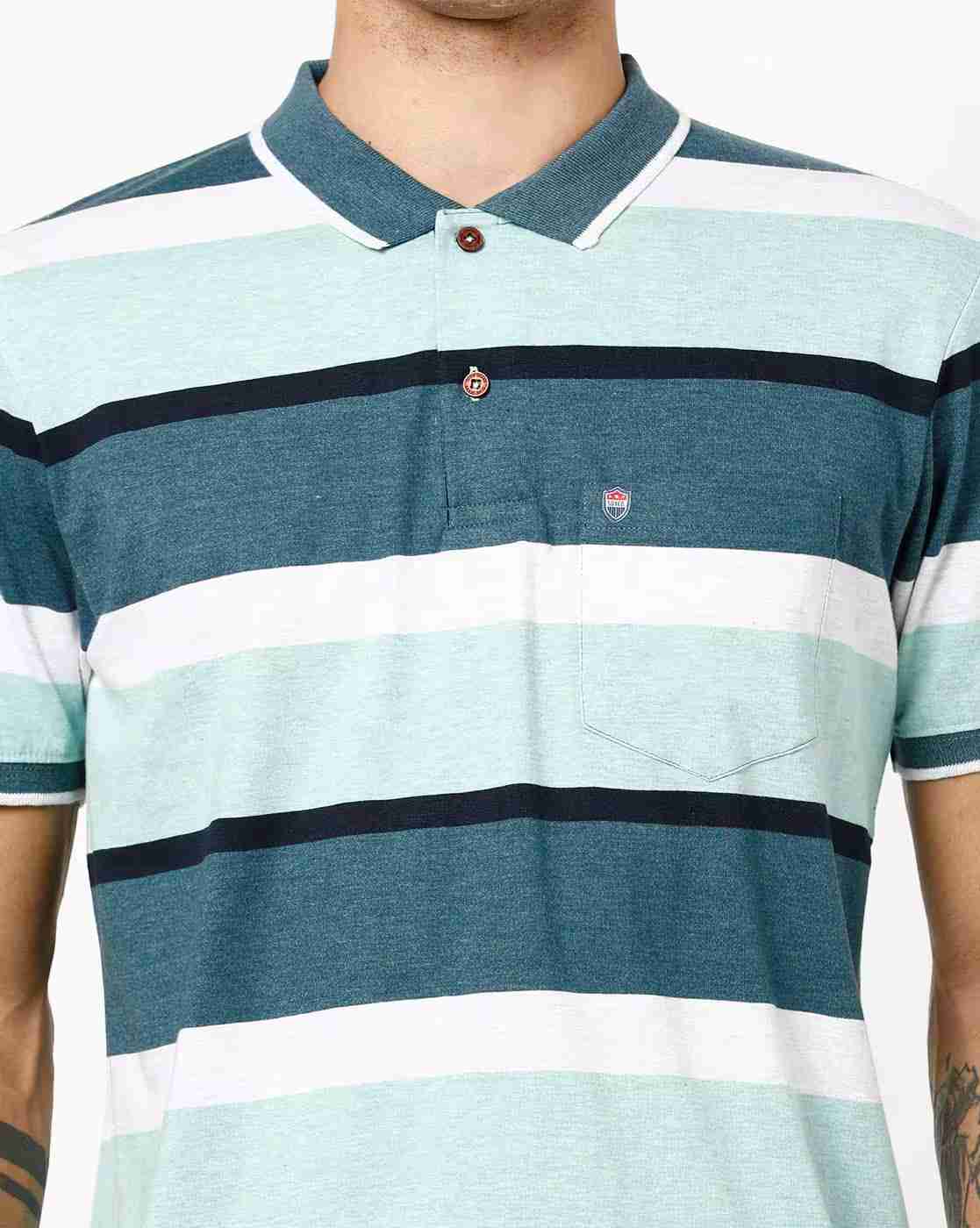 DUKE | Striped Polo T-shirt with Patch Pocket|4