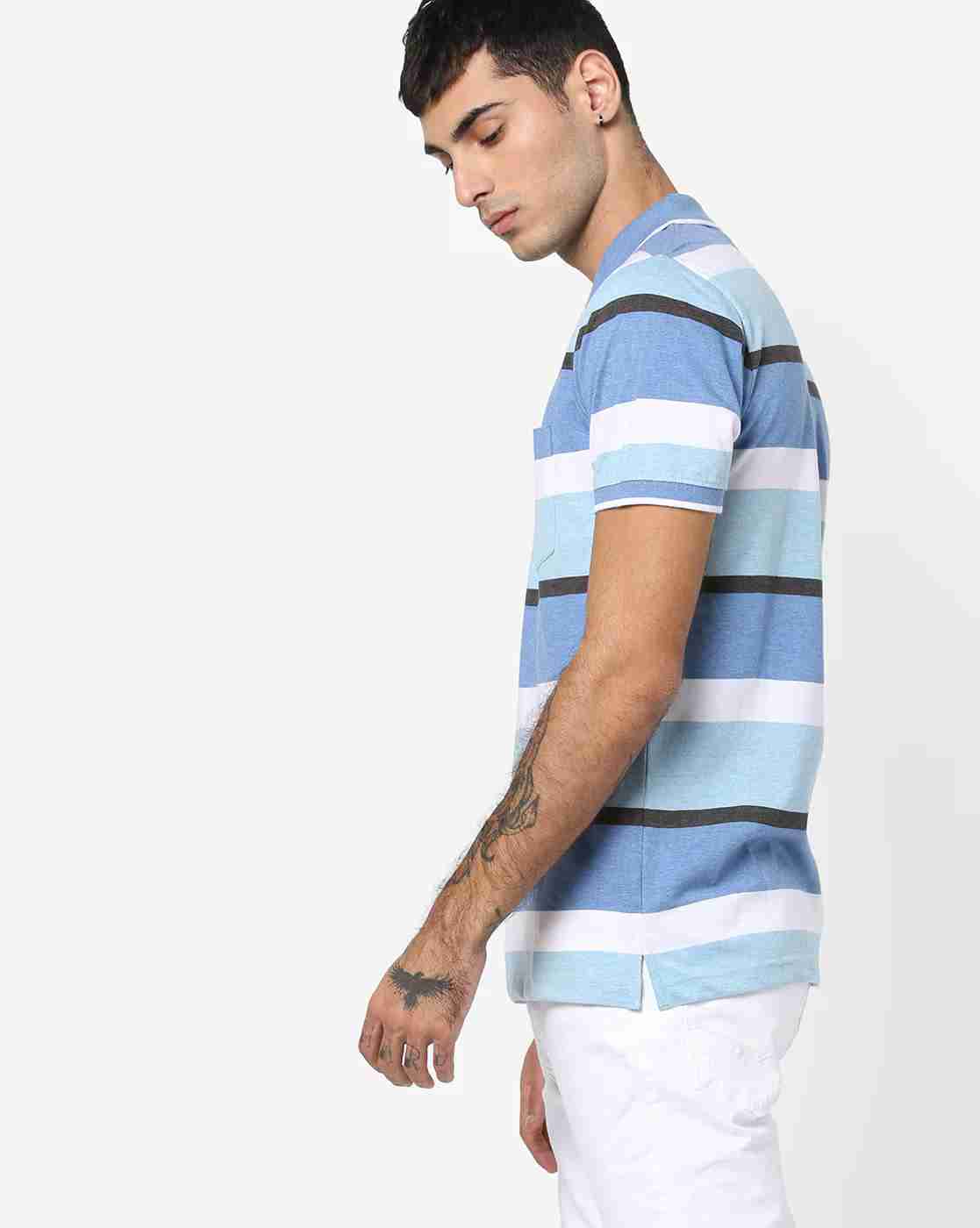 DUKE | Striped Polo T-shirt with Patch Pocket|1