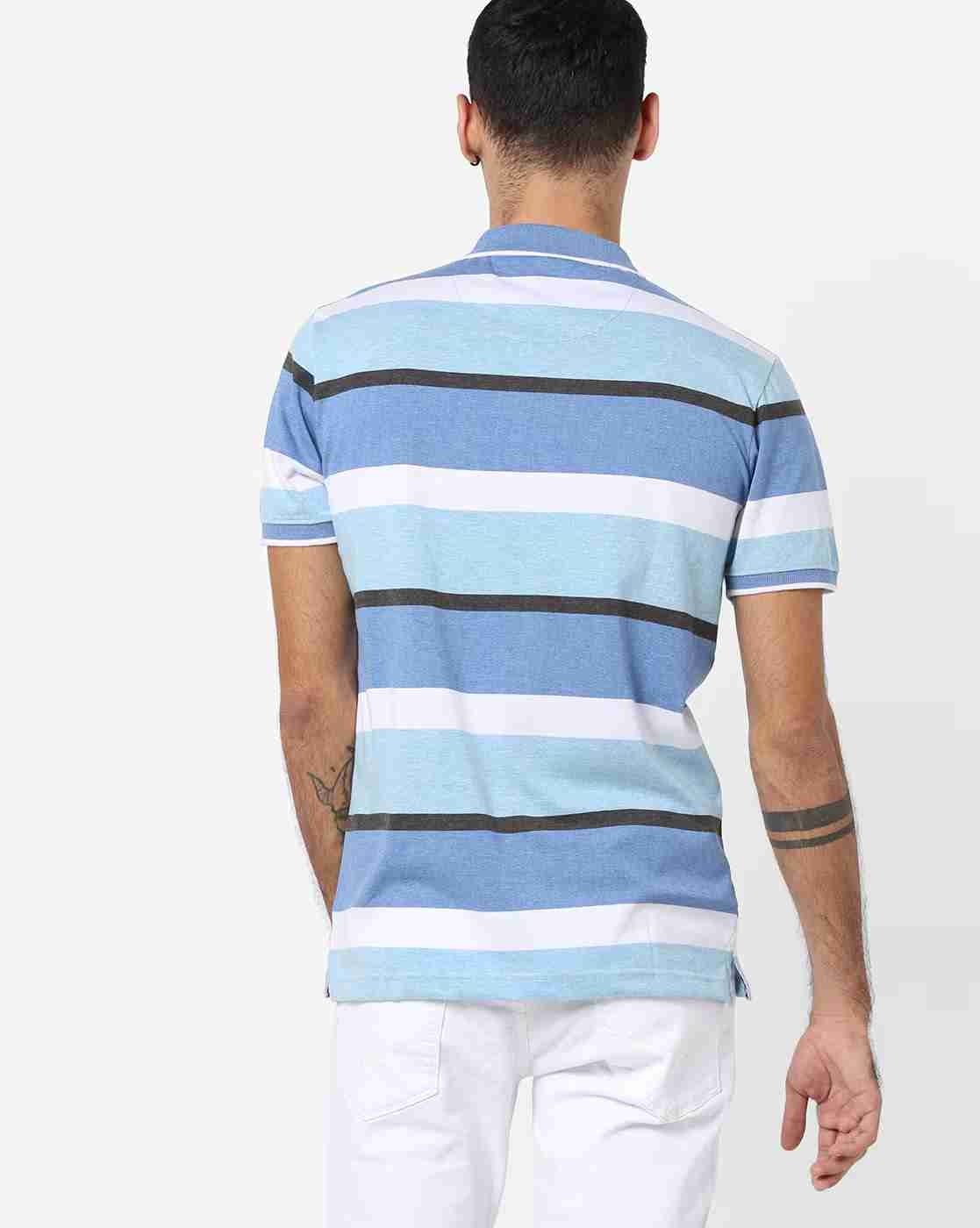 DUKE | Striped Polo T-shirt with Patch Pocket|2