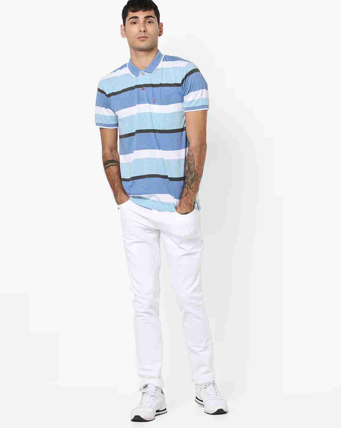 DUKE | Striped Polo T-shirt with Patch Pocket|3