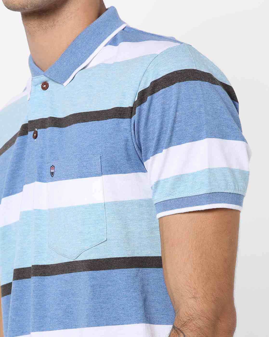 DUKE | Striped Polo T-shirt with Patch Pocket|5