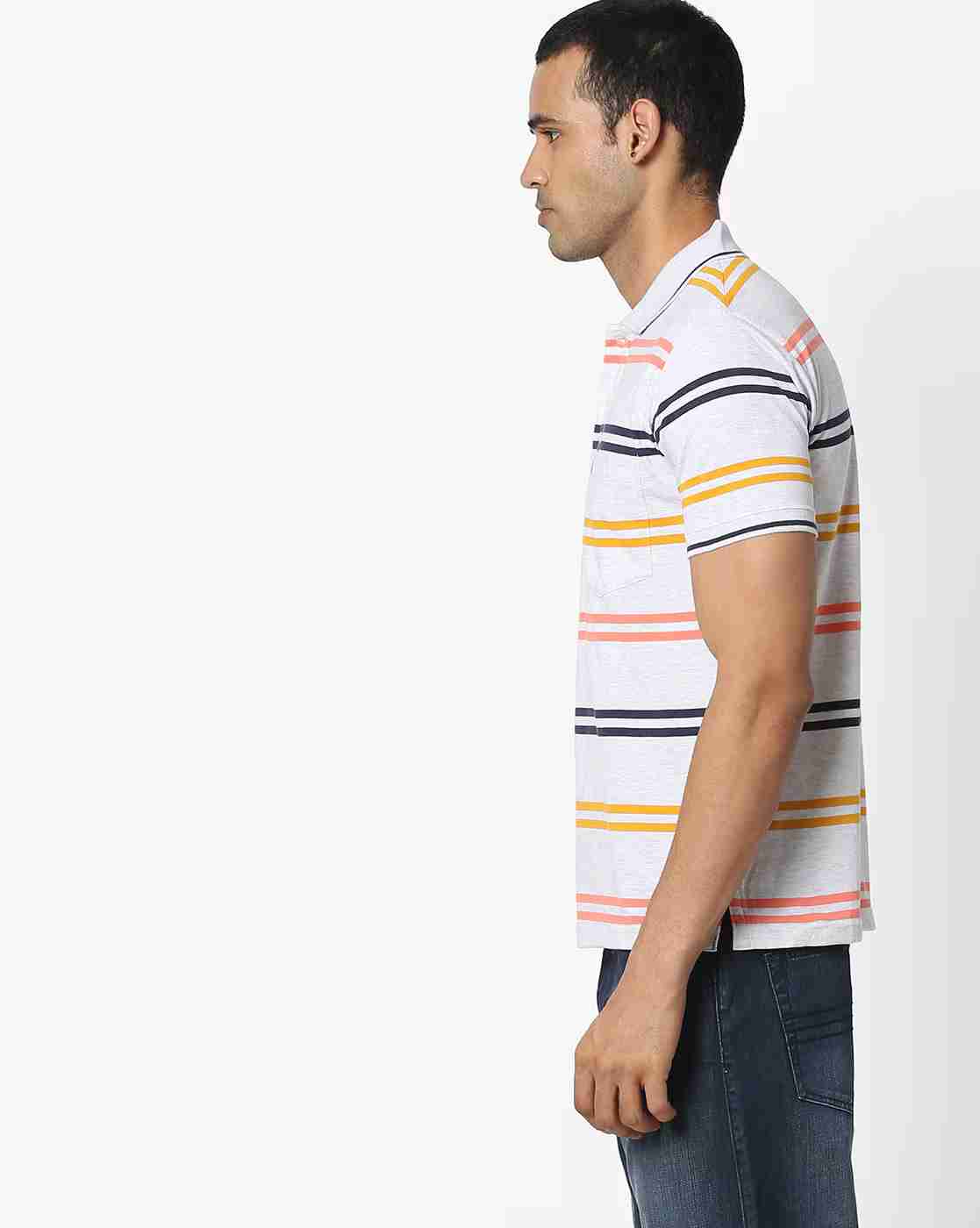 DUKE | Striped Polo T-shirt with Patch Pocket|1