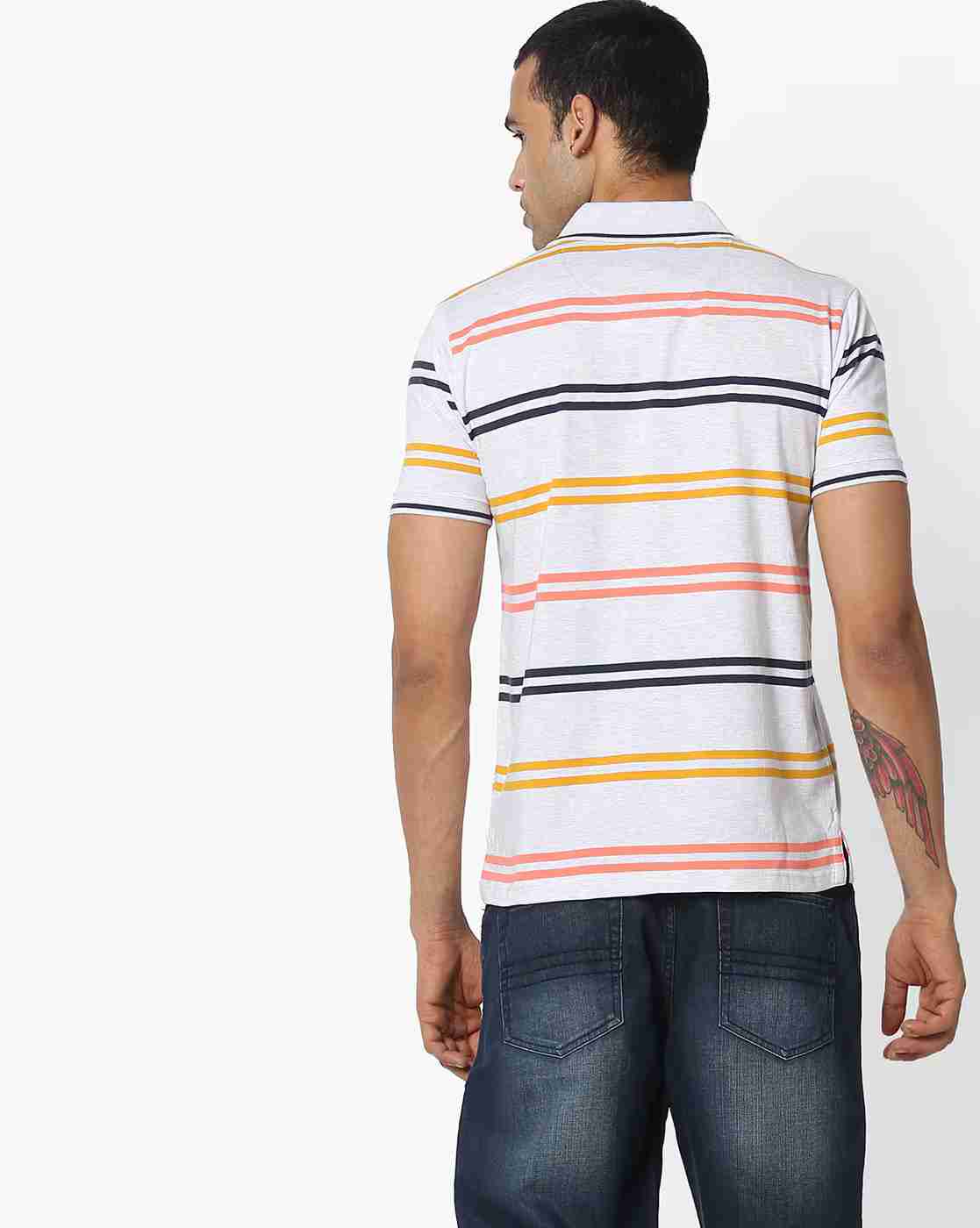 DUKE | Striped Polo T-shirt with Patch Pocket|2