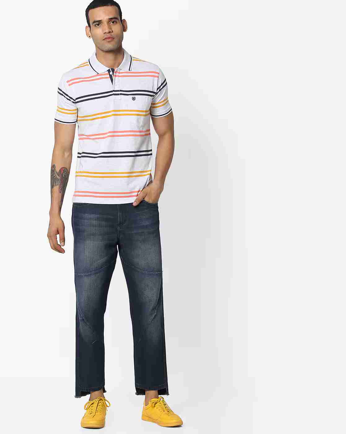DUKE | Striped Polo T-shirt with Patch Pocket|3