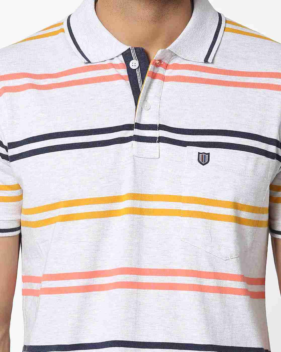 DUKE | Striped Polo T-shirt with Patch Pocket|4