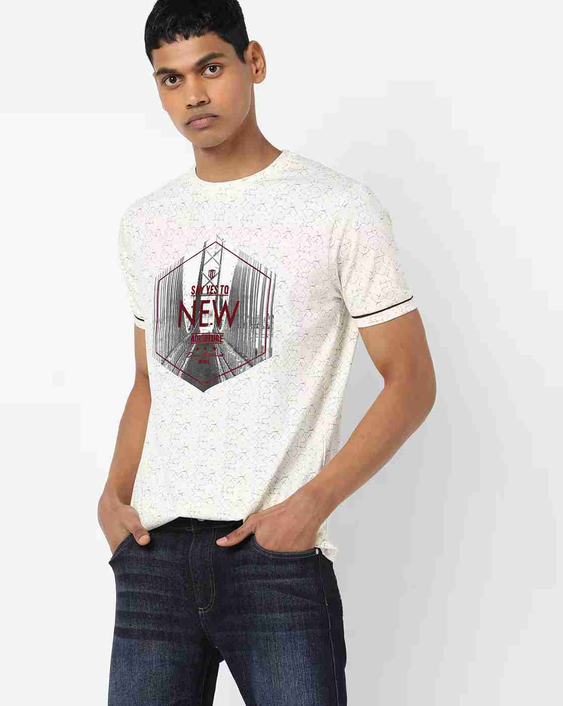 DUKE | Typographic Print Slim Fit Crew-Neck T-shirt|0