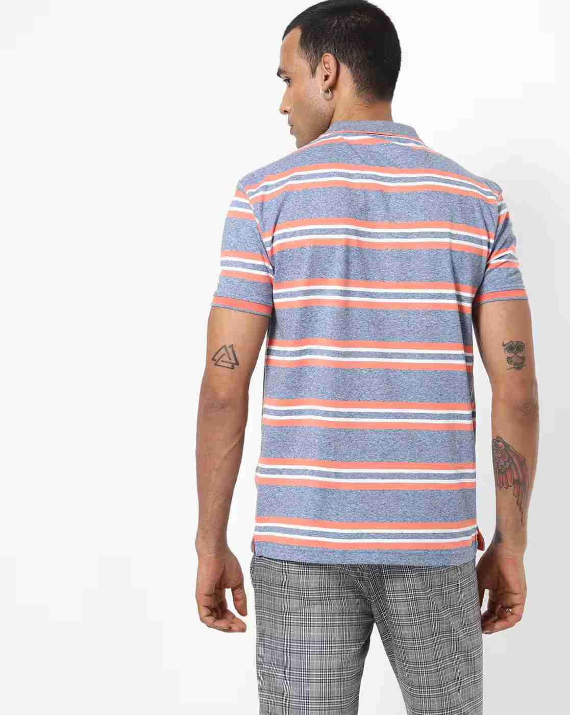 DUKE | Striped Polo T-shirt with Patch Pocket|2
