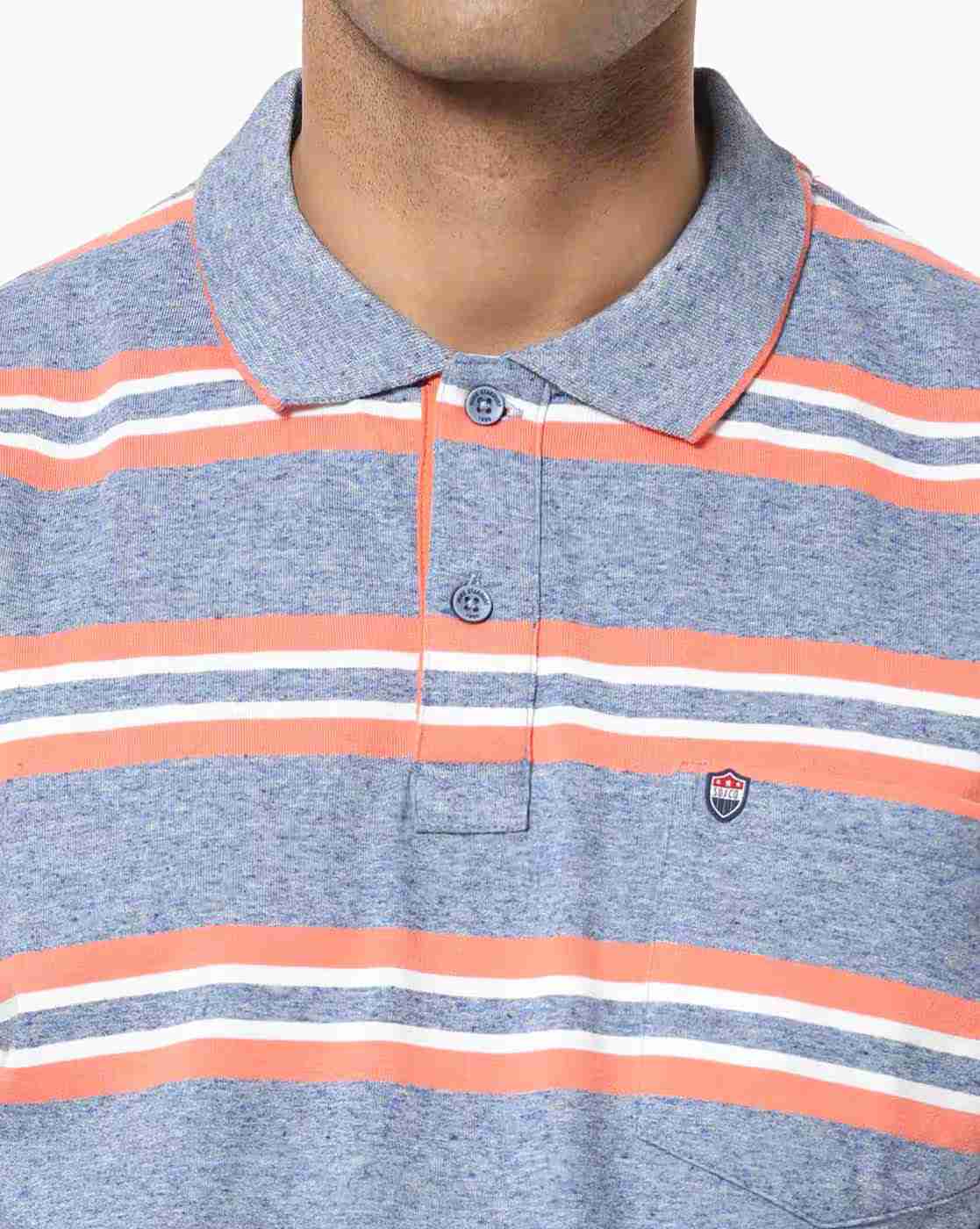 DUKE | Striped Polo T-shirt with Patch Pocket|4