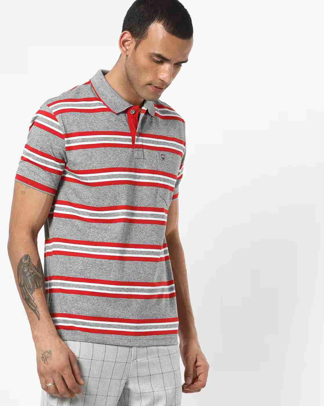 DUKE | Striped Polo T-shirt with Patch Pocket|0