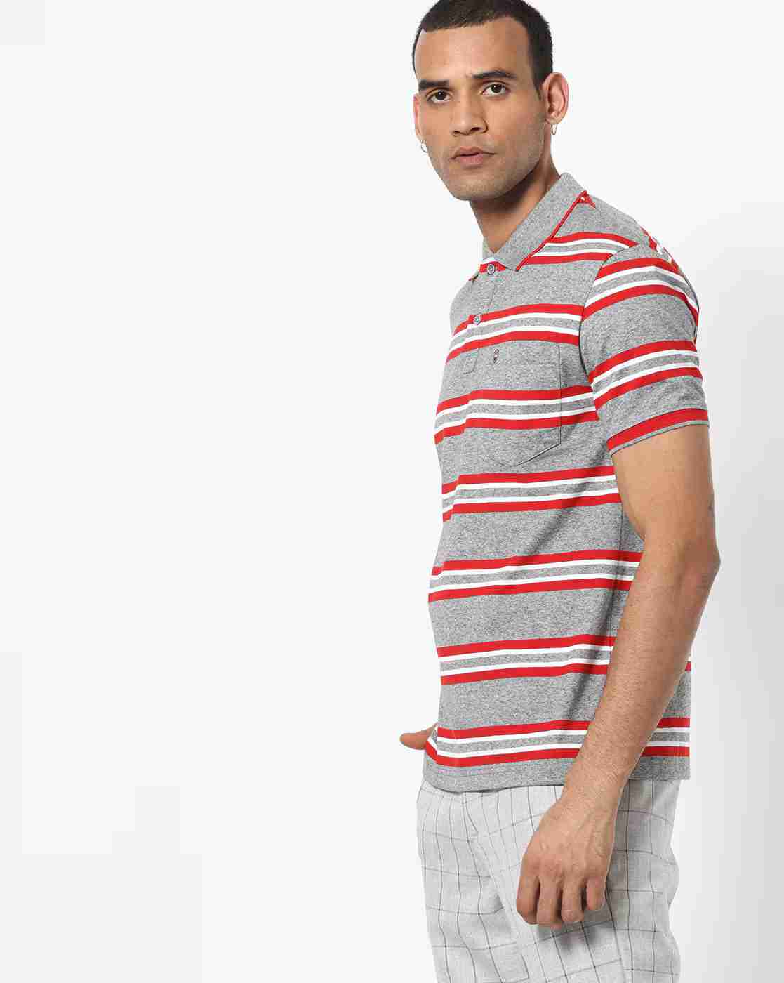 DUKE | Striped Polo T-shirt with Patch Pocket|1