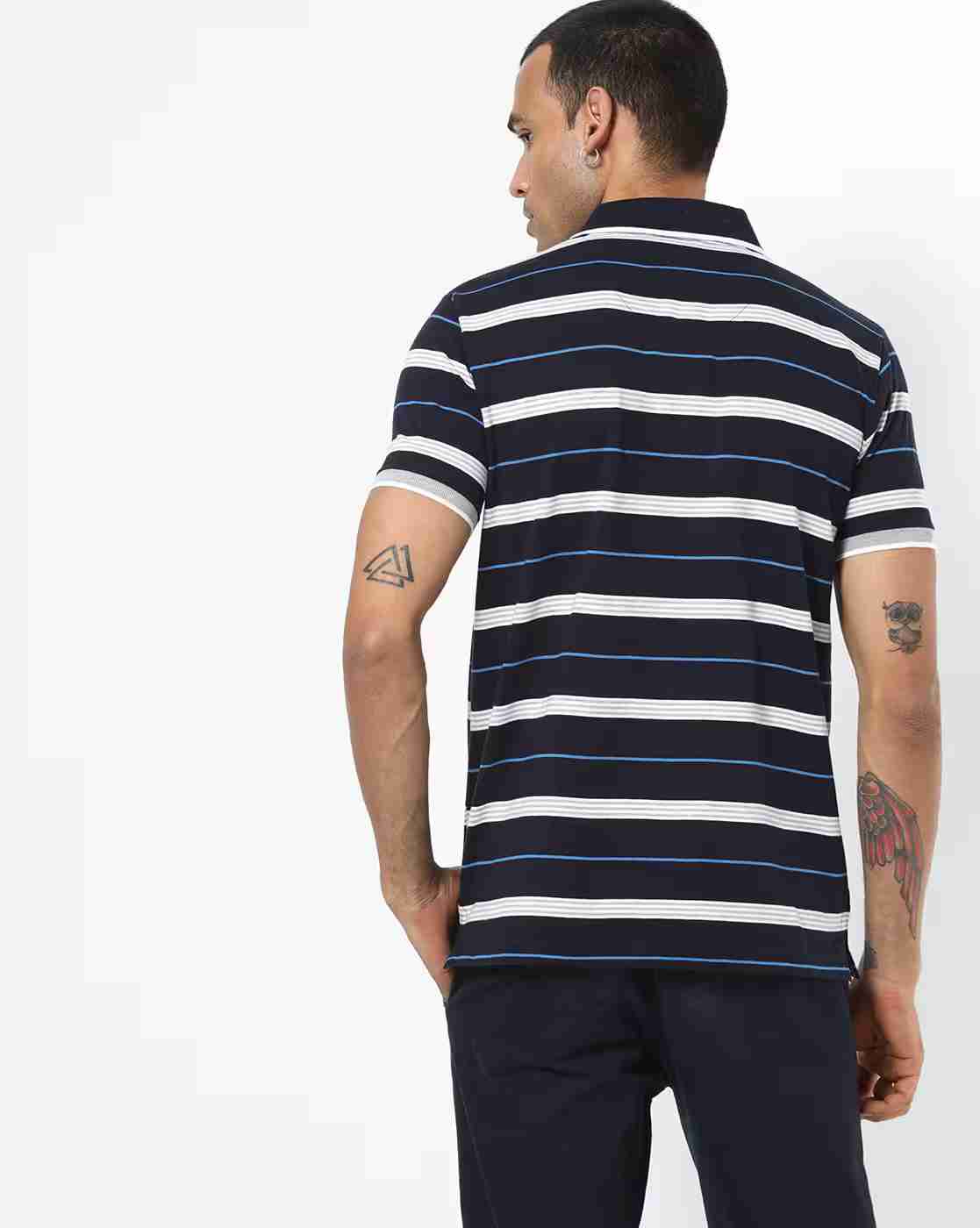 DUKE | Striped Polo T-shirt with Patch Pocket|2