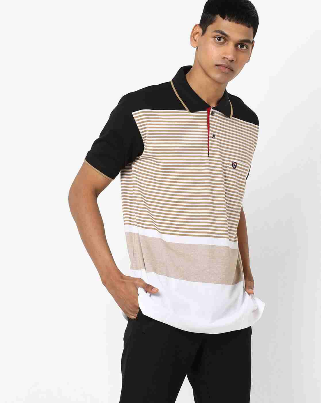 DUKE | Striped Polo T-shirt with Patch Pocket|0