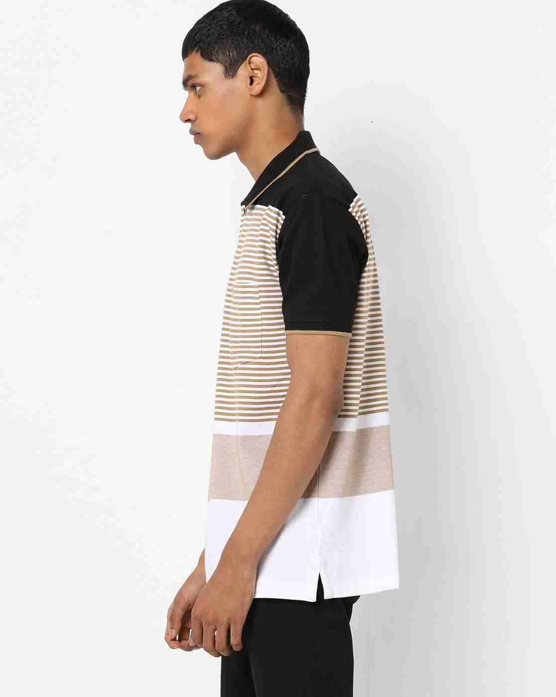 DUKE | Striped Polo T-shirt with Patch Pocket|1
