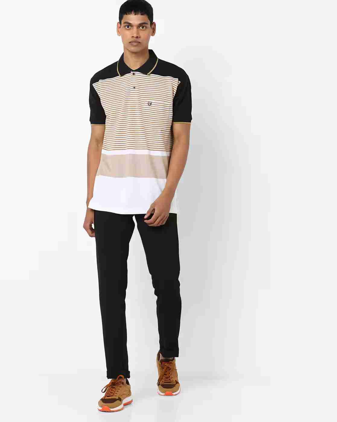 DUKE | Striped Polo T-shirt with Patch Pocket|3