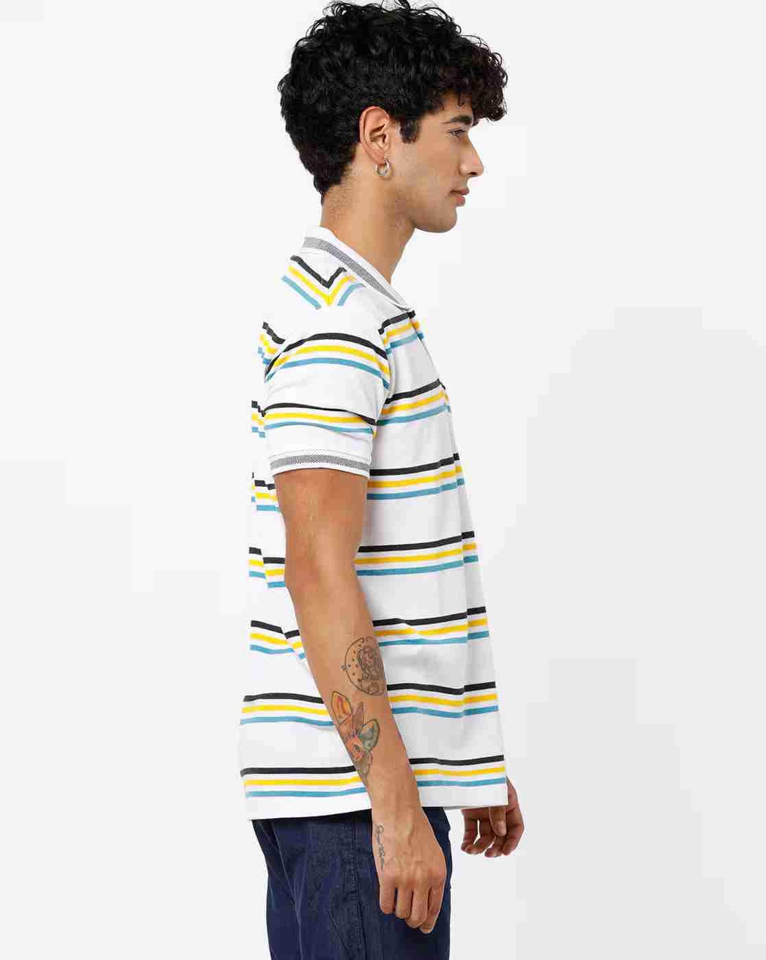 DUKE | Striped Polo T-shirt with Patch Pocket|1