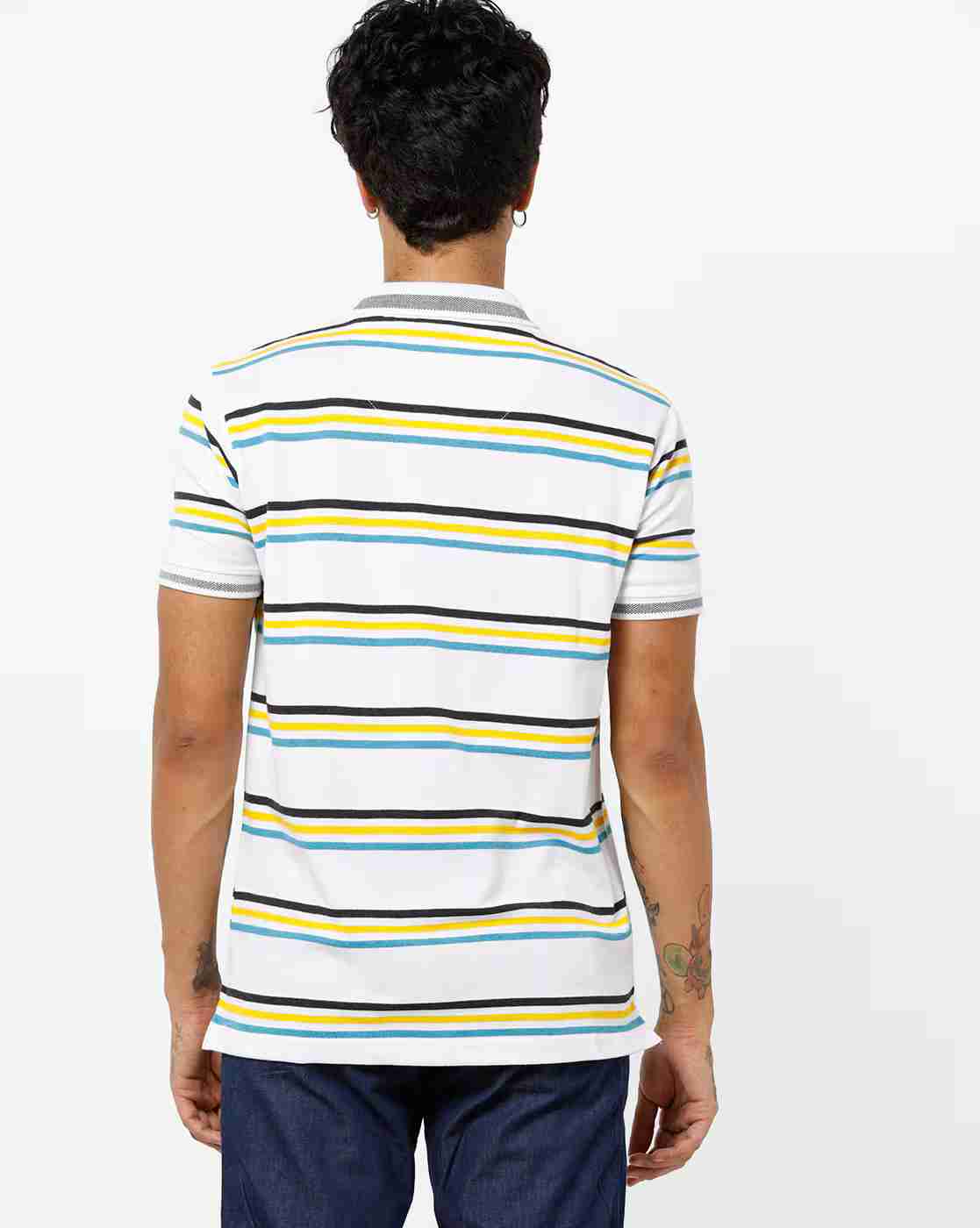 DUKE | Striped Polo T-shirt with Patch Pocket|2