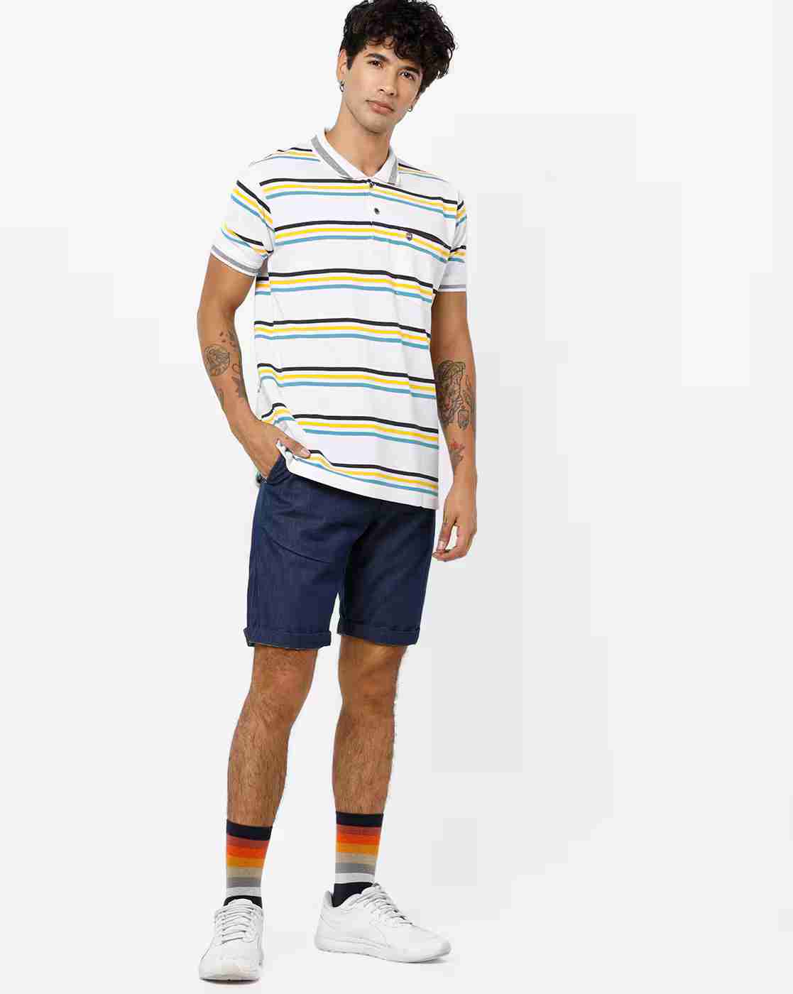 DUKE | Striped Polo T-shirt with Patch Pocket|3