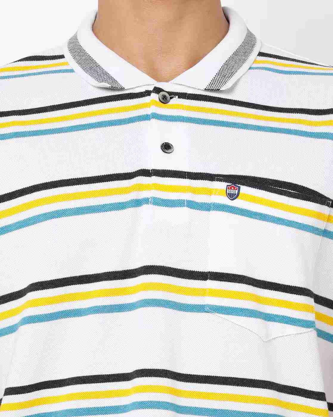 DUKE | Striped Polo T-shirt with Patch Pocket|4