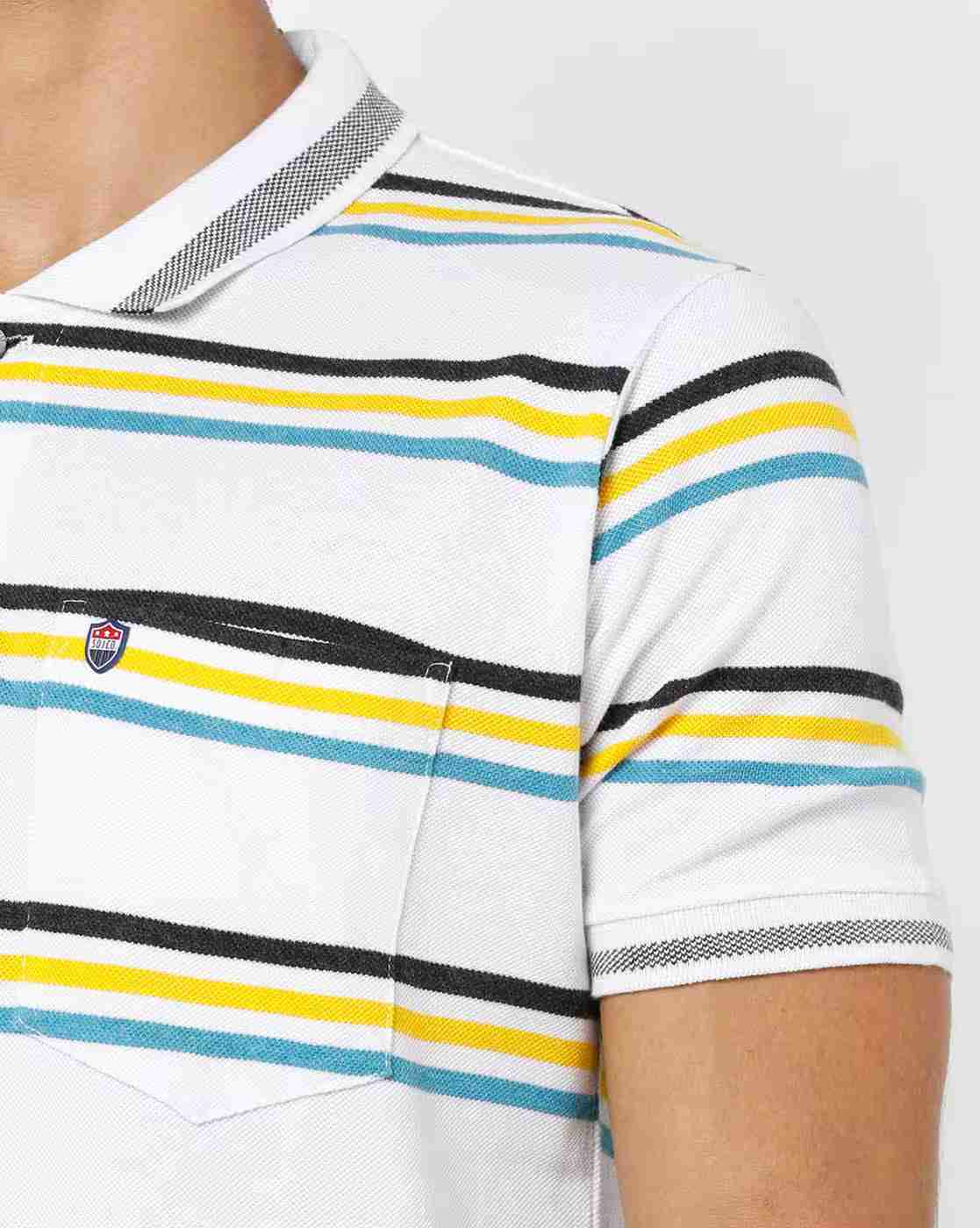 DUKE | Striped Polo T-shirt with Patch Pocket|5
