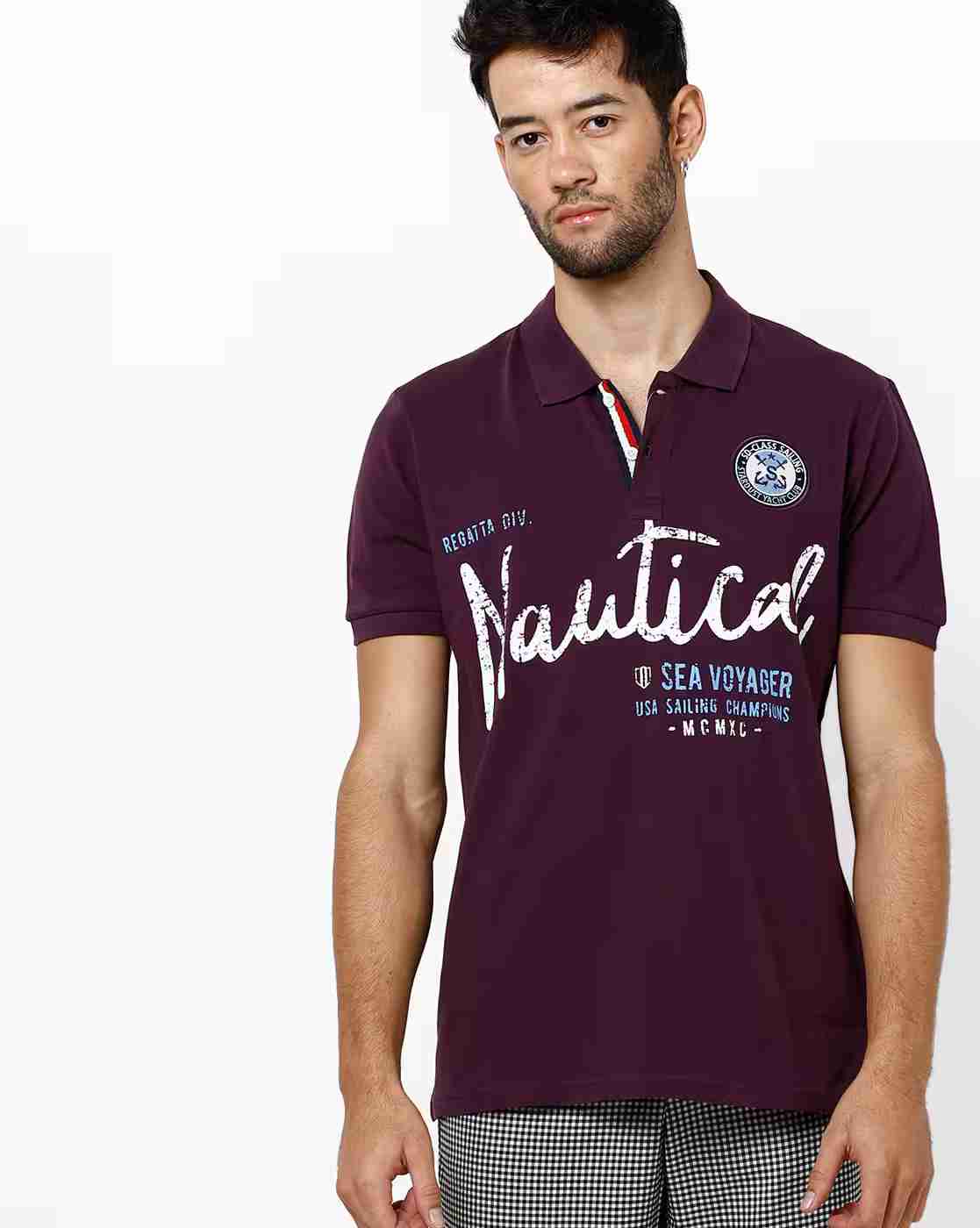 DUKE | Typographic Print Slim Fit Polo T-shirt|0