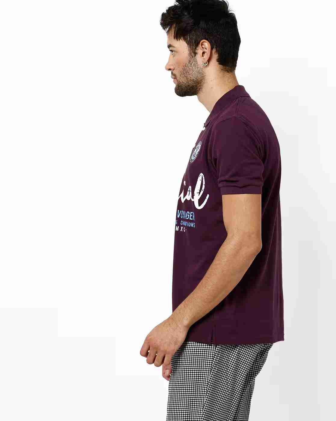 DUKE | Typographic Print Slim Fit Polo T-shirt|1