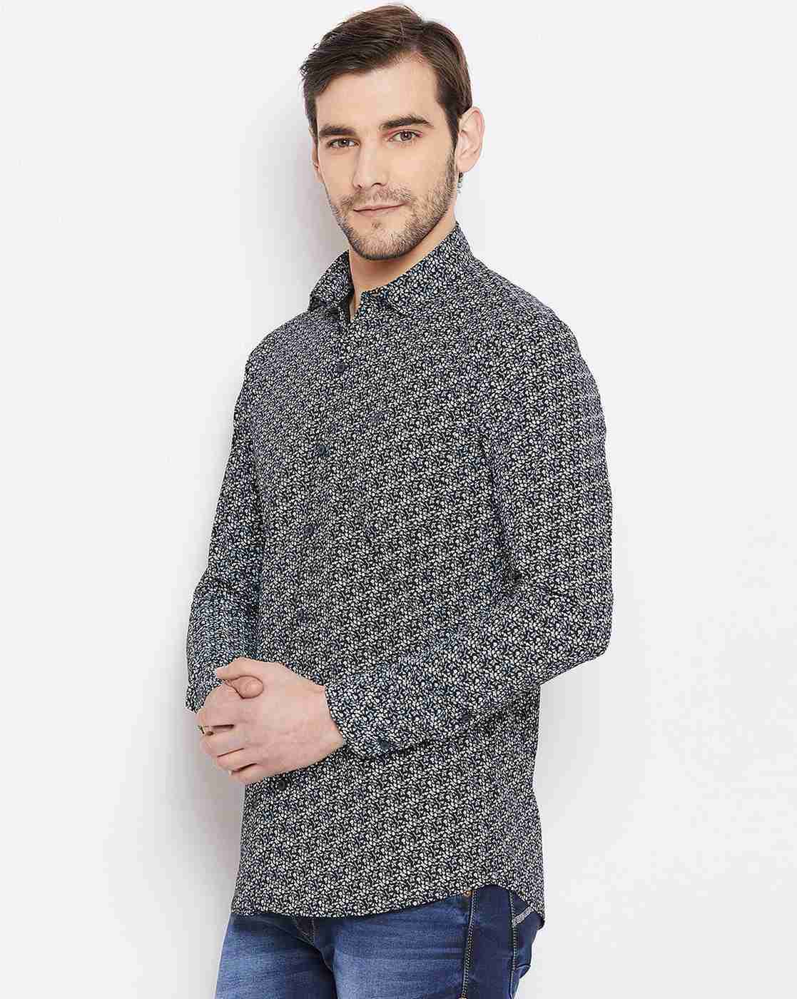 DUKE | Printed Slim Fit Shirt with Spread Collar|2