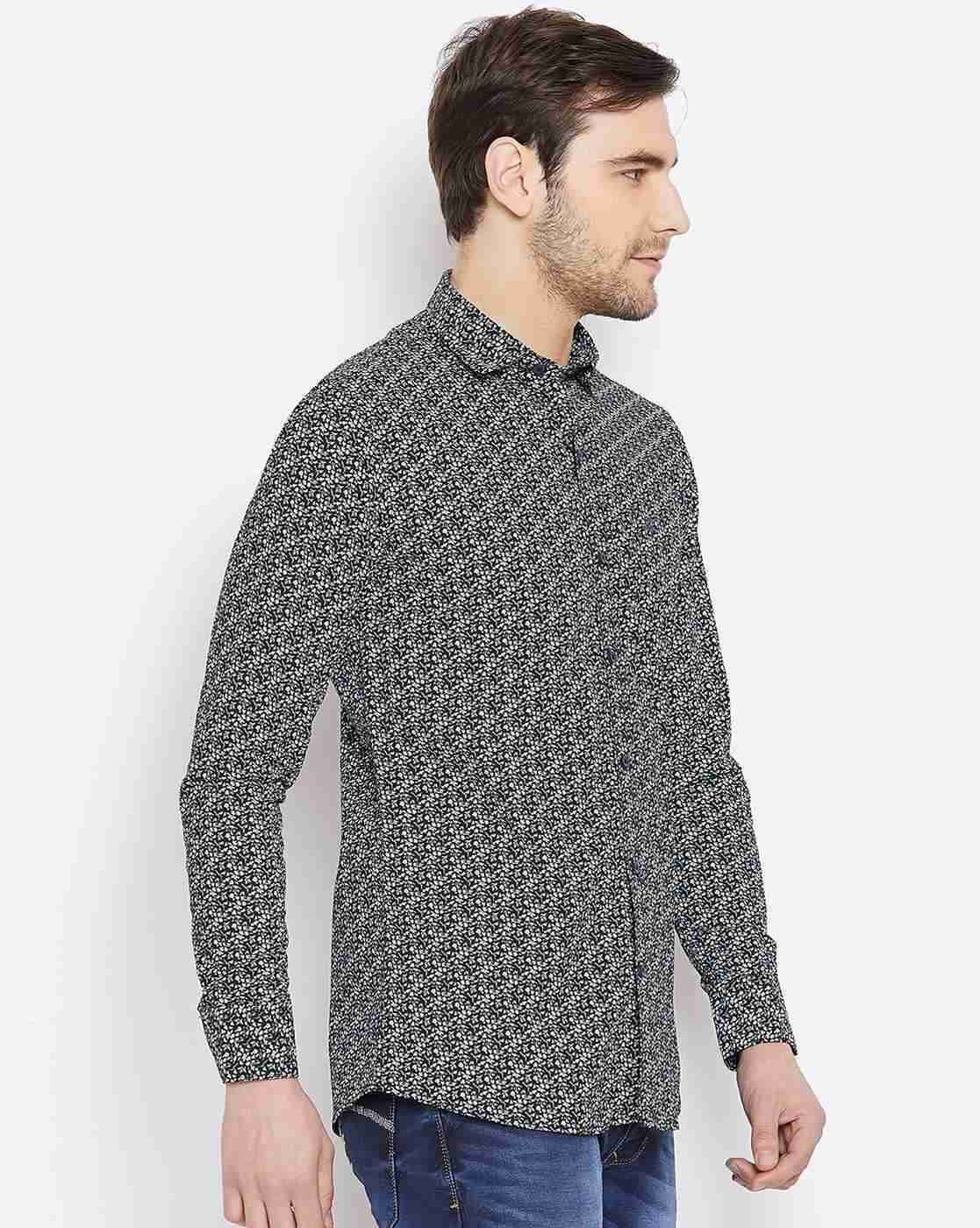 DUKE | Printed Slim Fit Shirt with Spread Collar|3