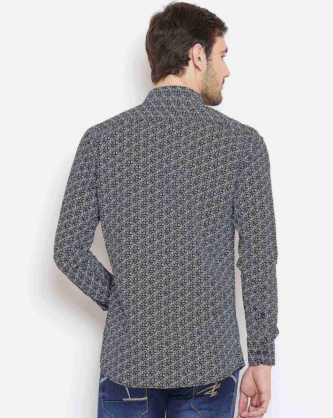 DUKE | Printed Slim Fit Shirt with Spread Collar|4
