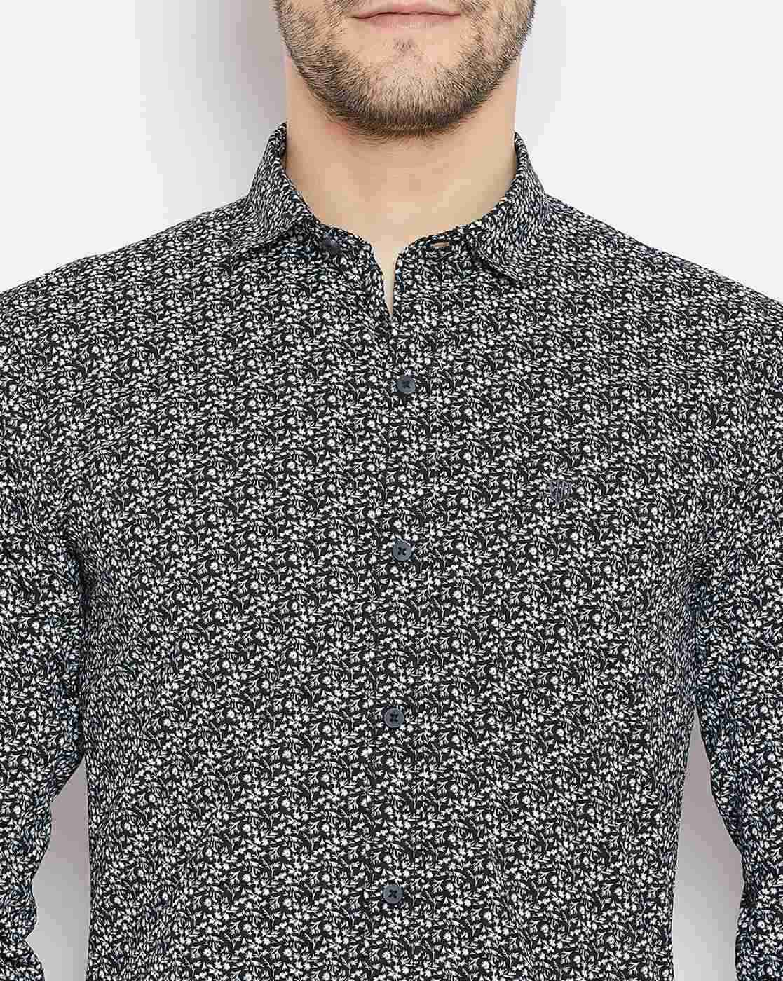DUKE | Printed Slim Fit Shirt with Spread Collar|5