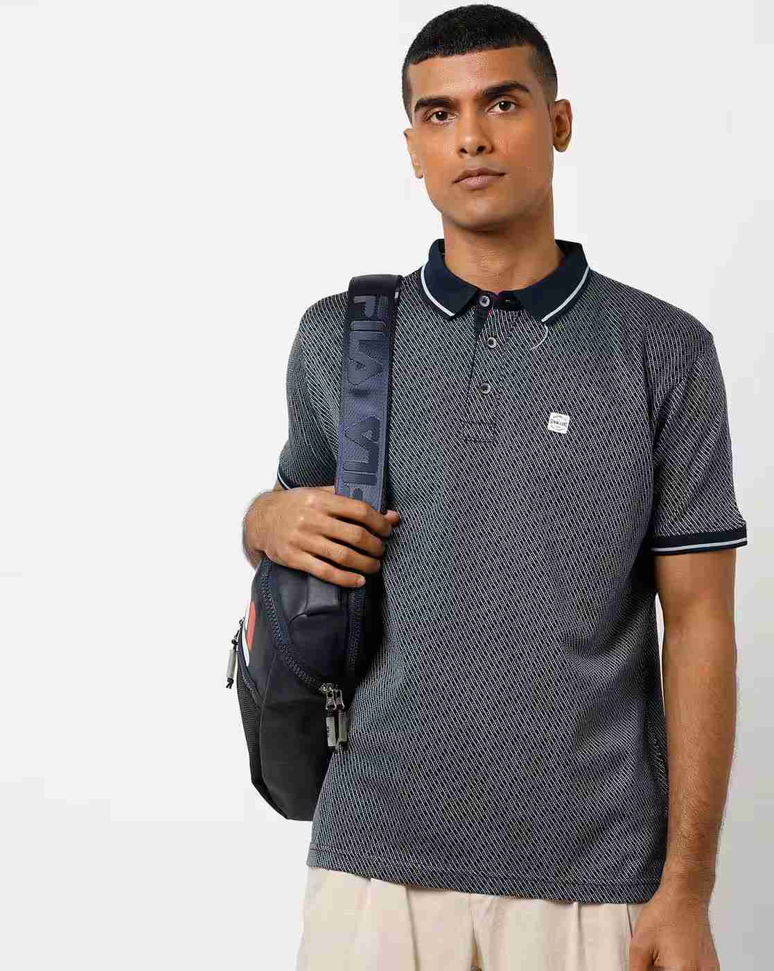 DUKE | Striped Cotton Slim Fit Polo T-shirt|0