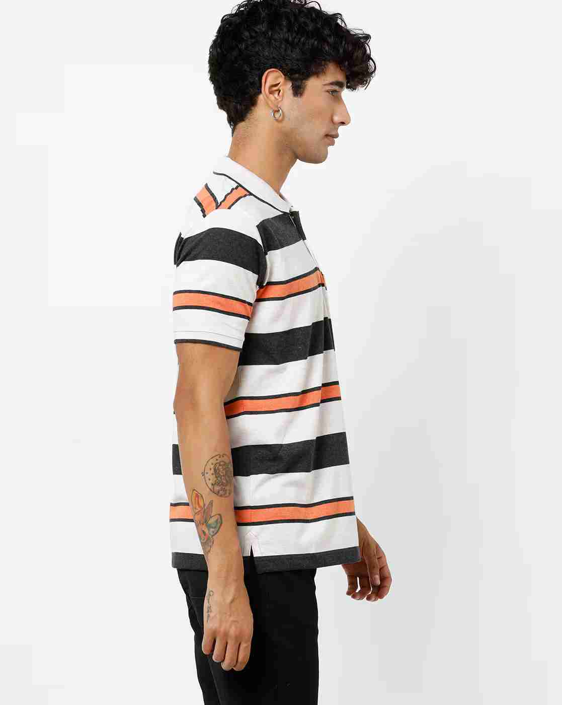 DUKE | Striped Polo T-shirt with Patch Pocket|1
