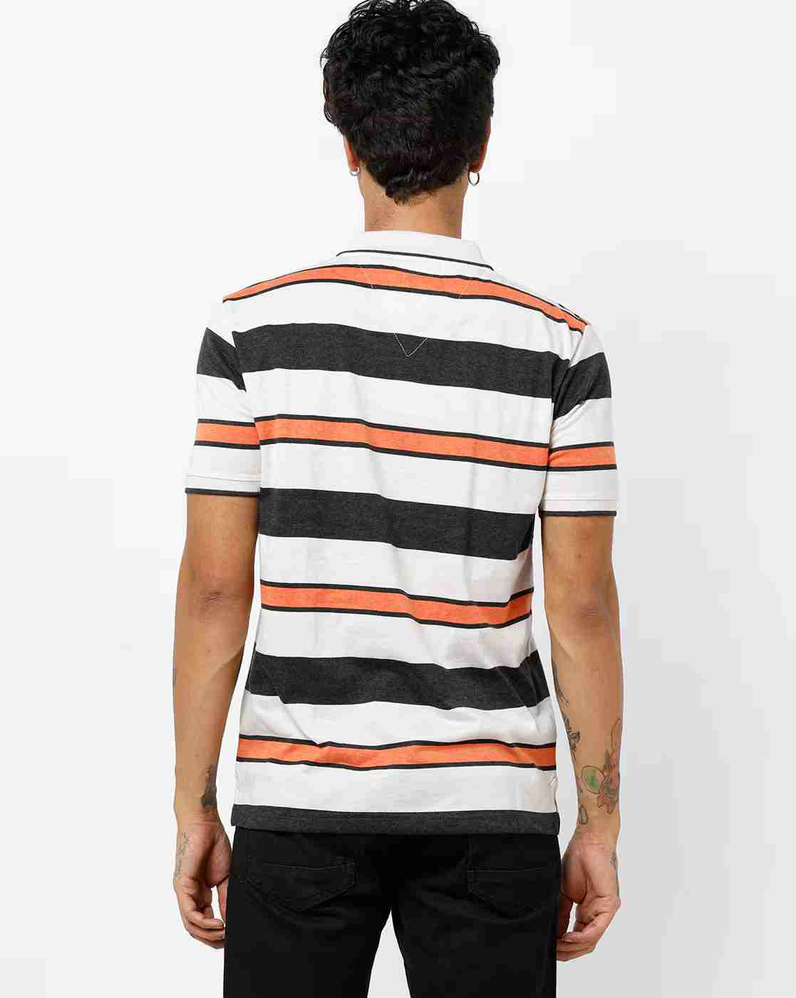 DUKE | Striped Polo T-shirt with Patch Pocket|2