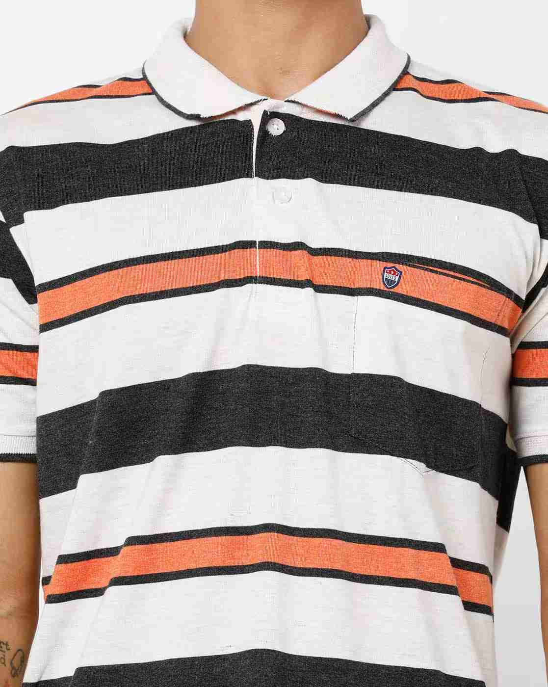 DUKE | Striped Polo T-shirt with Patch Pocket|4