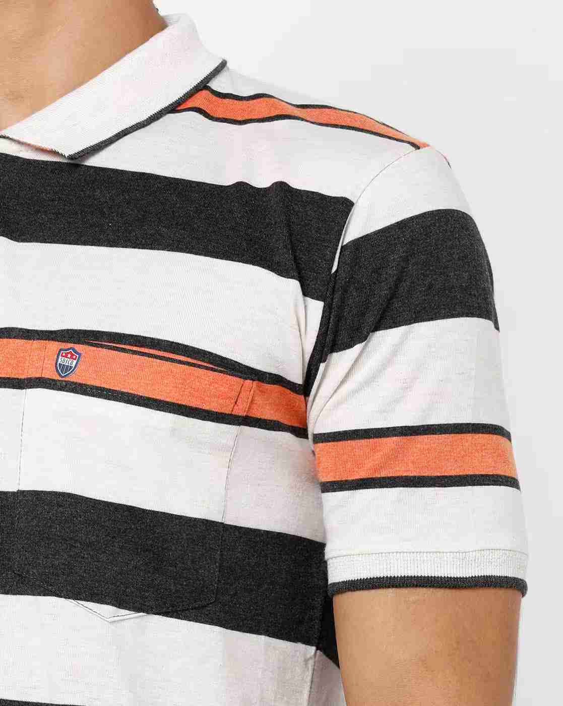 DUKE | Striped Polo T-shirt with Patch Pocket|5