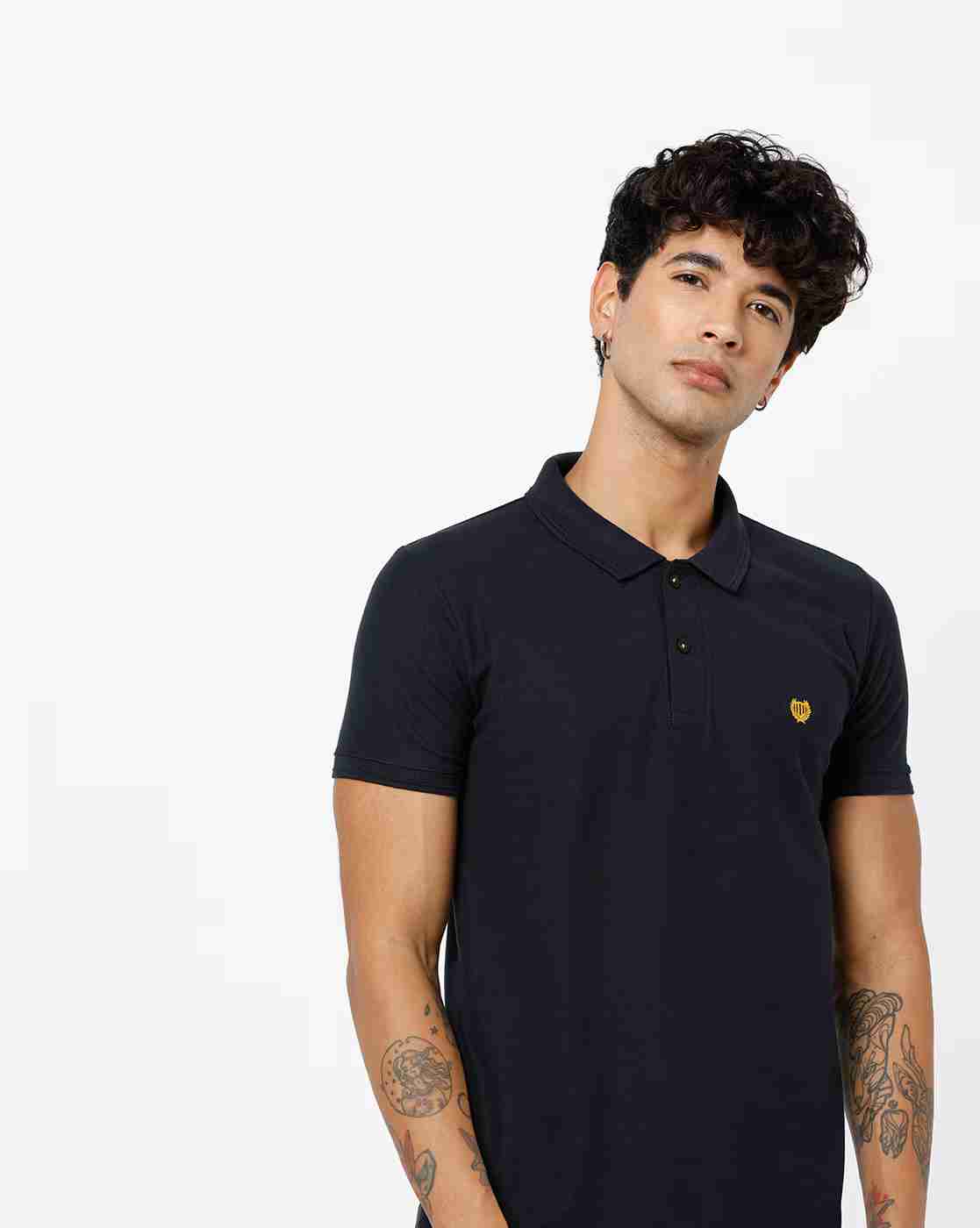 Slim Fit Polo T-shirt with Vented Hemline