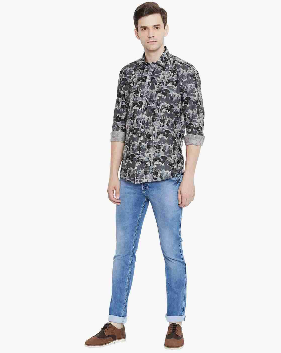 DUKE | Men Camouflage Print Slim Fit Shirt with Patch Pocket|4