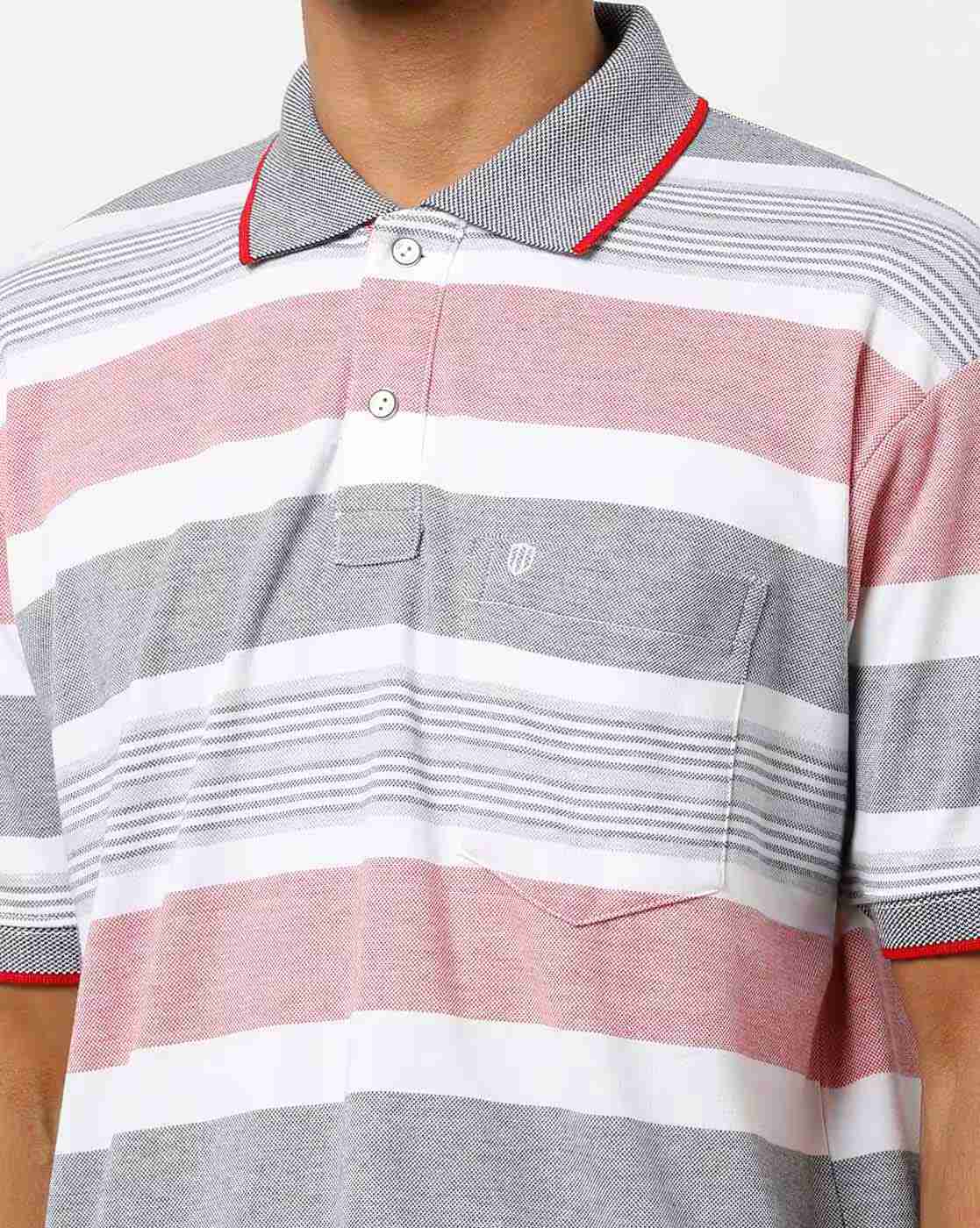 DUKE | Striped Polo T-shirt with Patch Pocket|2