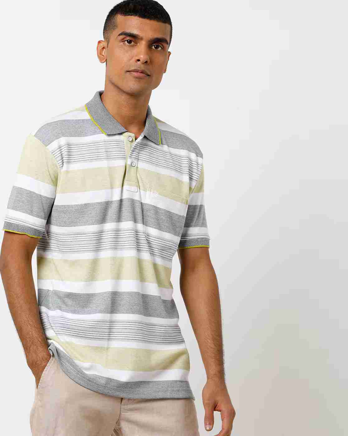 DUKE | Striped Polo T-shirt with Patch Pocket|0