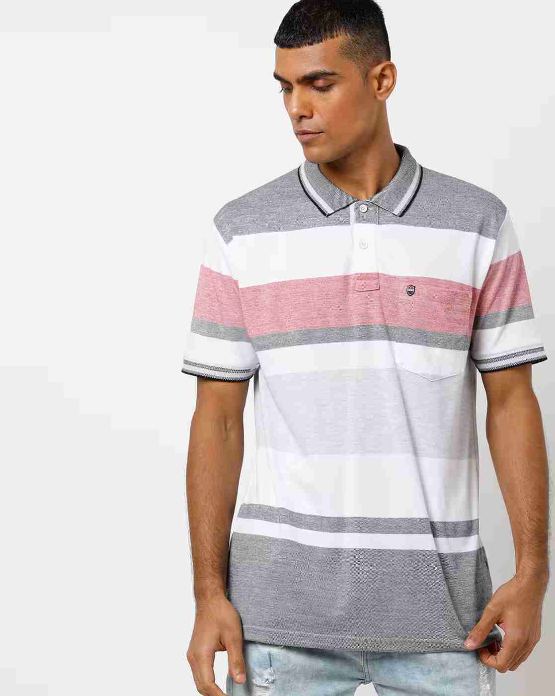 DUKE | Colourblock Striped Pocket Polo T-shirt|0