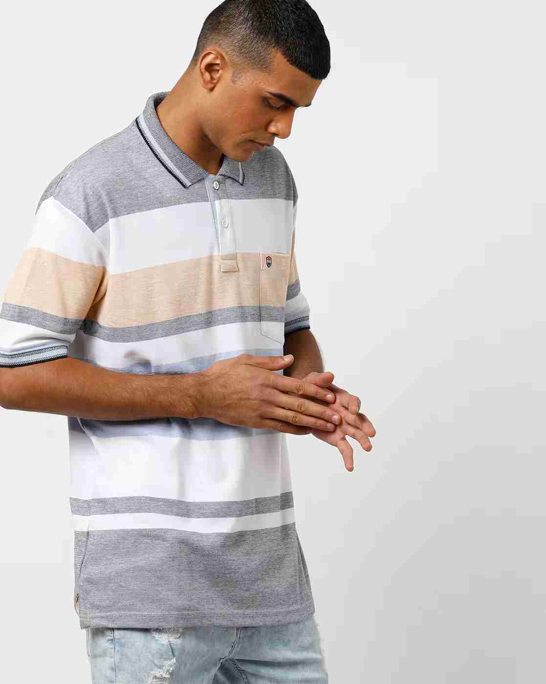 Colourblock Striped Pocket Polo T-shirt