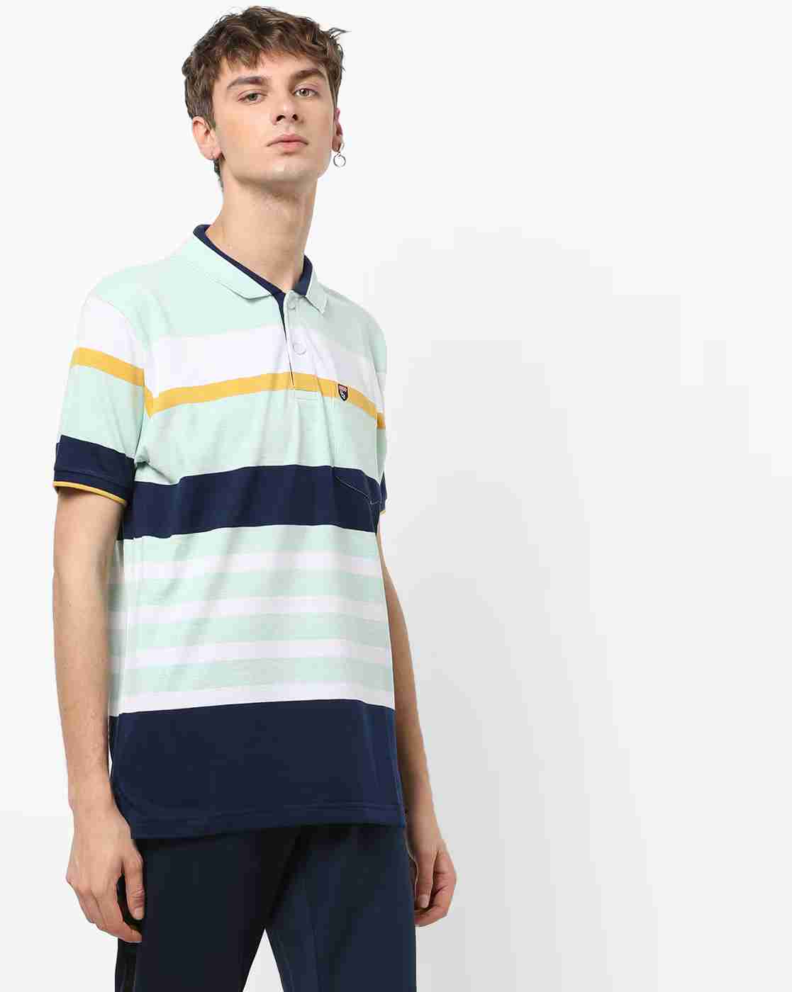 DUKE | Striped Polo T-shirt with Patch Pocket|0