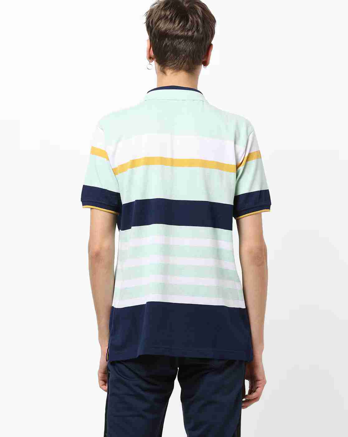DUKE | Striped Polo T-shirt with Patch Pocket|2