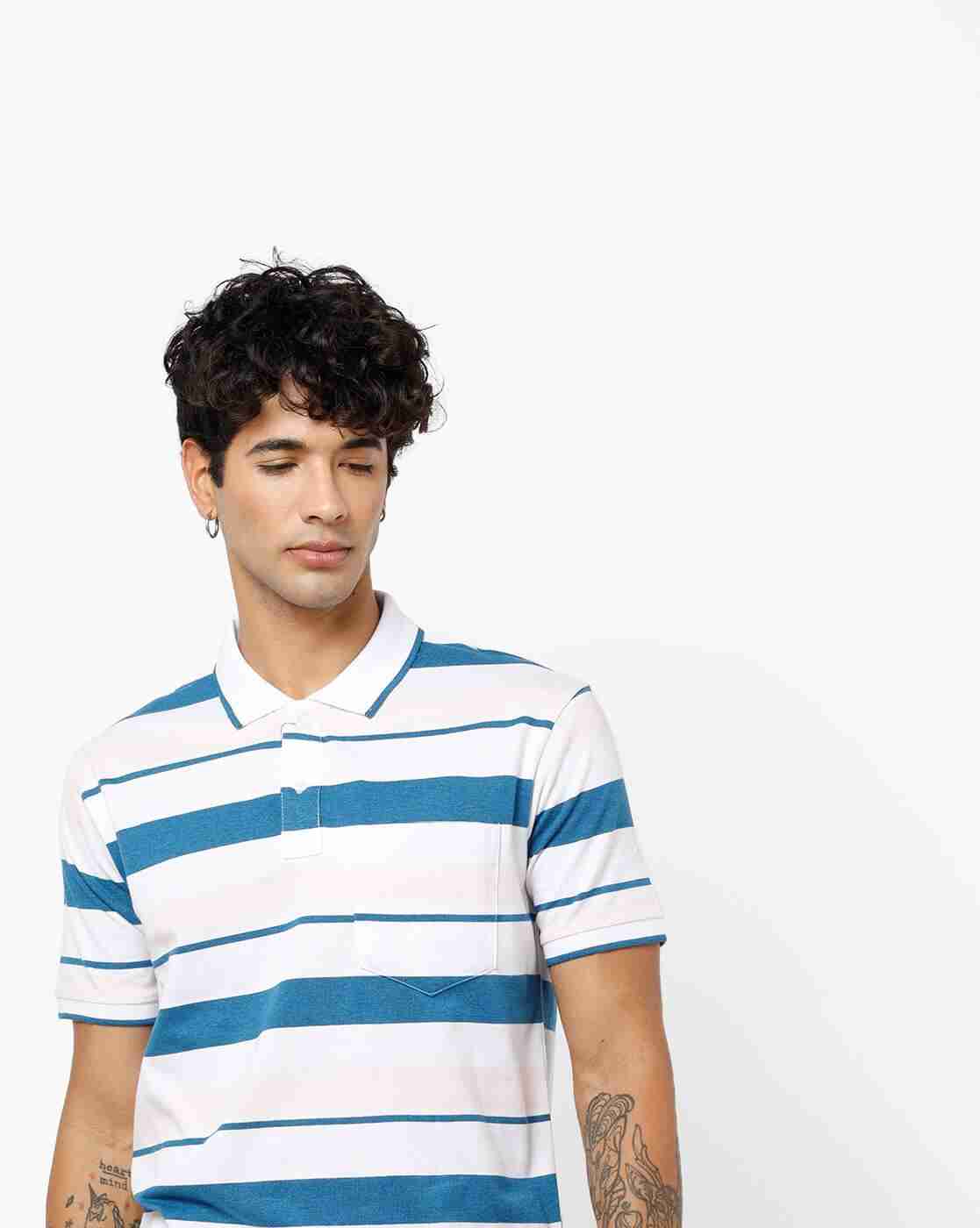 DUKE | Striped Polo T-shirt with Patch Pocket|0
