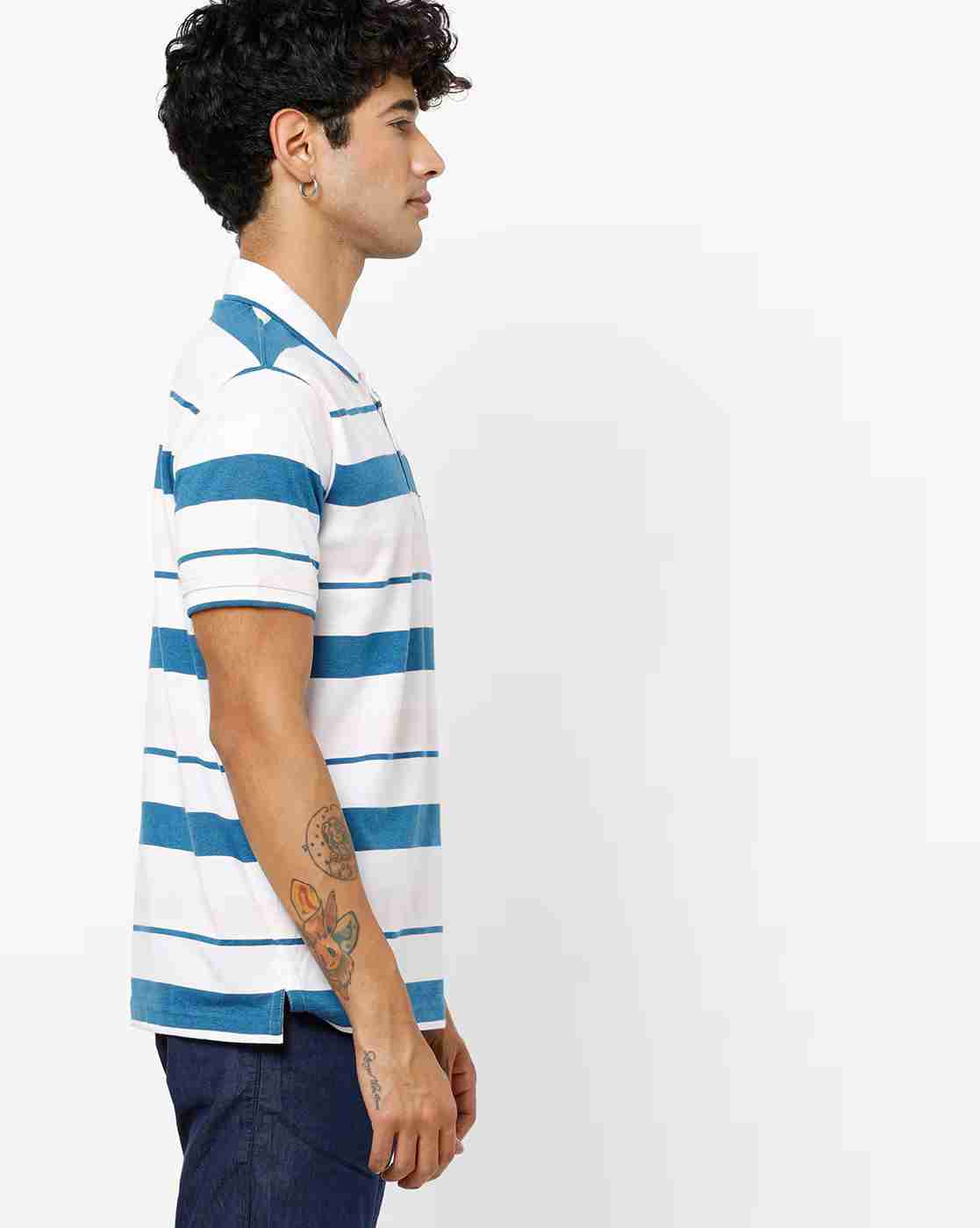 DUKE | Striped Polo T-shirt with Patch Pocket|1